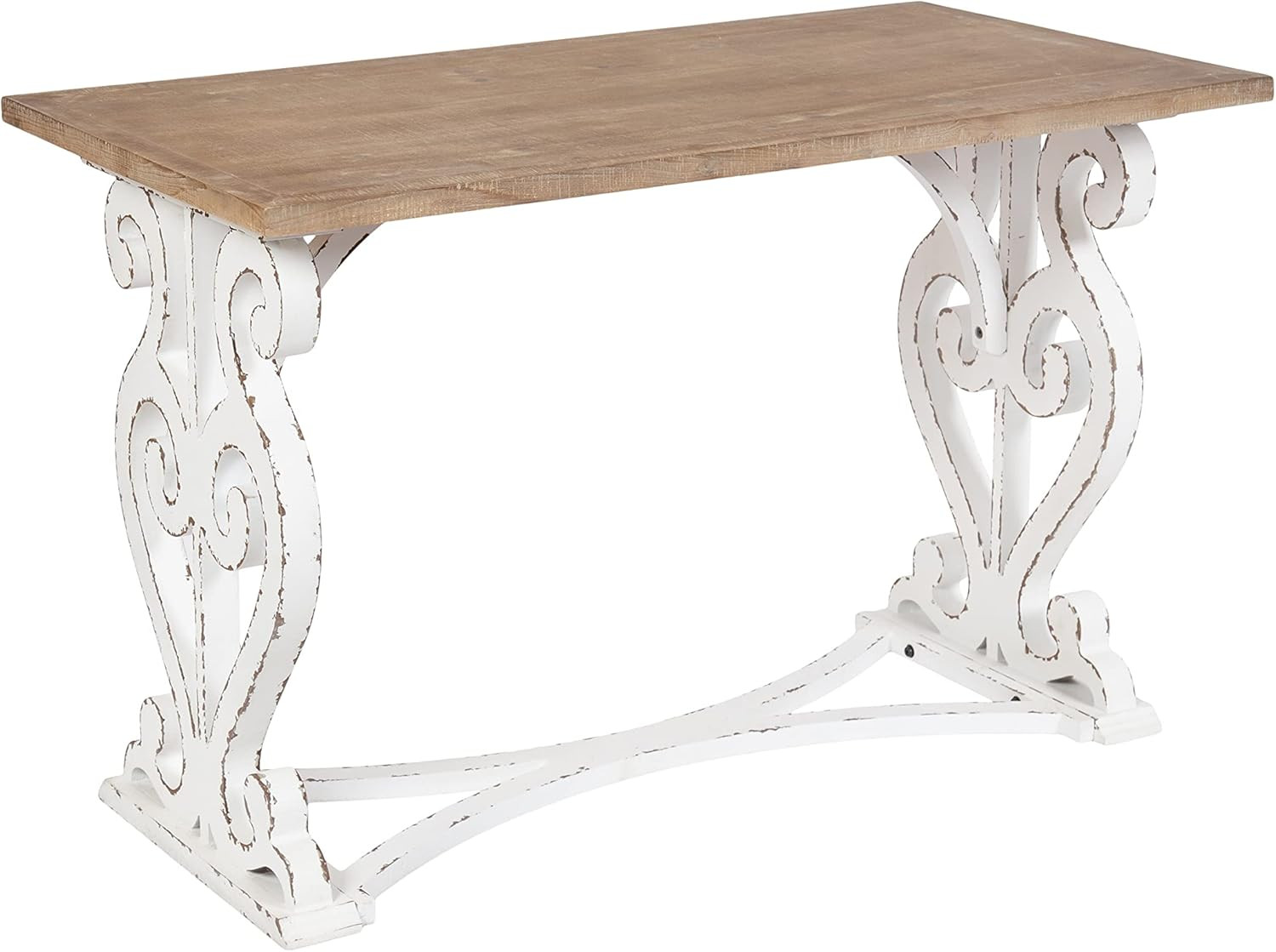 Rustic Wyldwood Farmhouse Wooden Desk - Stylish 46" Computer Desk in Brown & Whi