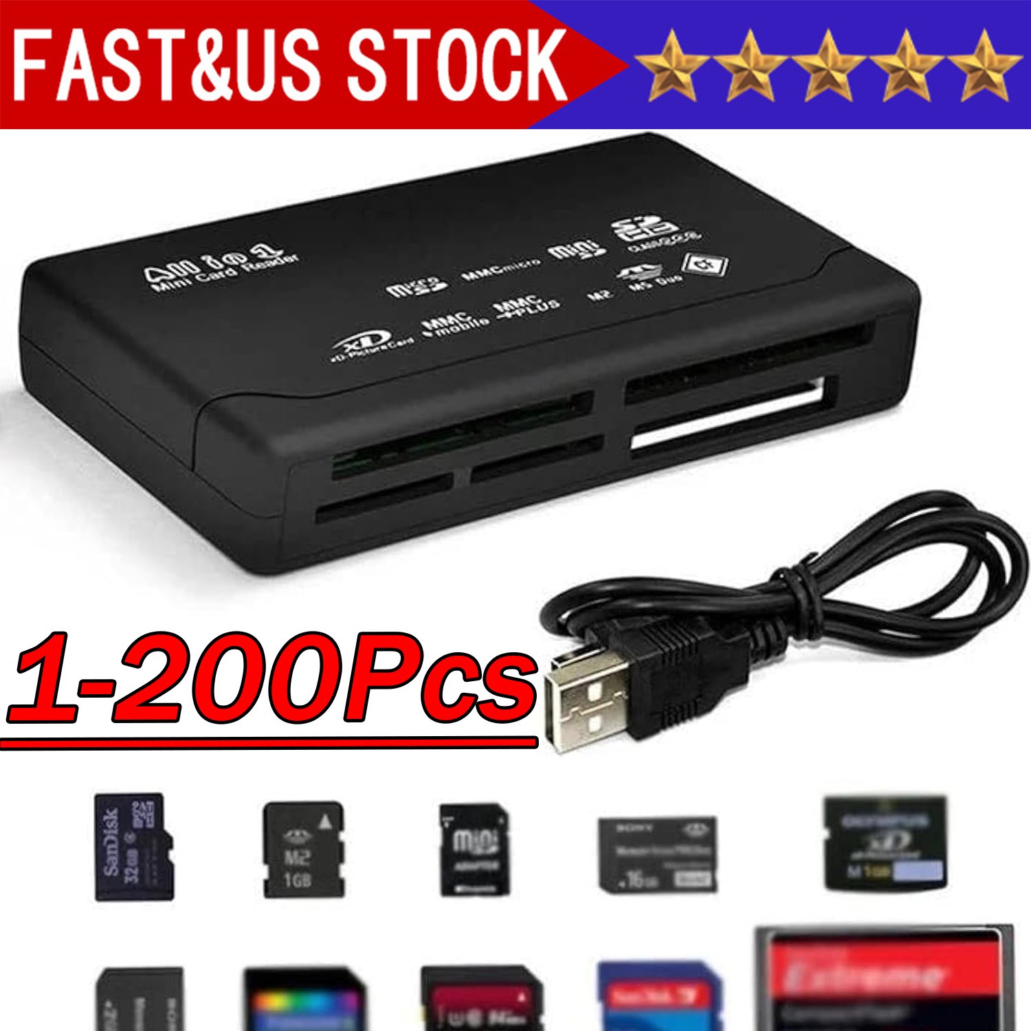 Memory Card Reader Mini 26-IN-1 USB 2.0 High Speed For CF xD SD MS SDHC Lot