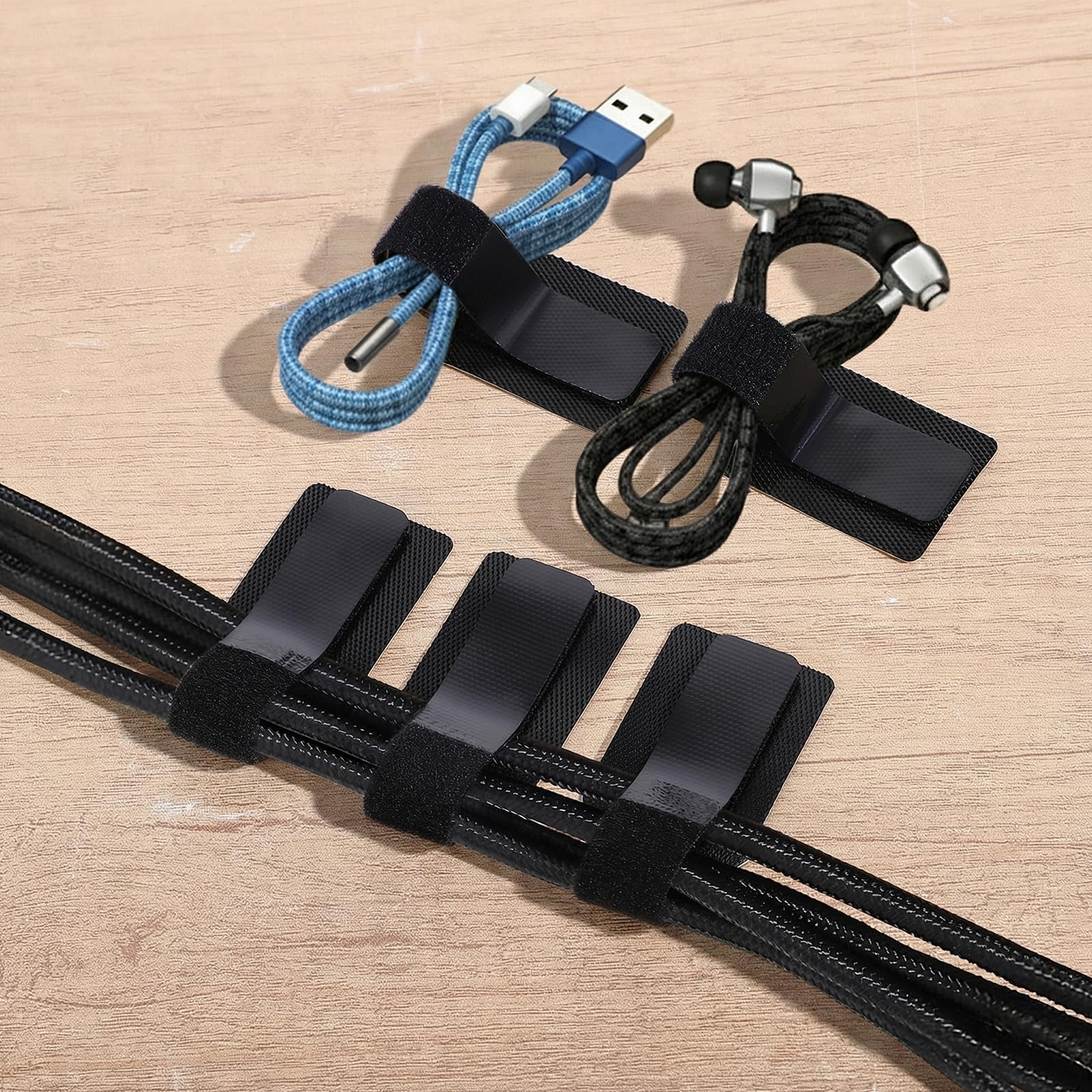 41 Pcs Cable Management Under Desk, Hook and Loop Cable Ties Adhesive Cables ...