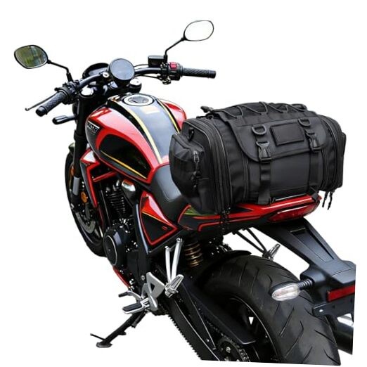 Motorcycle Tail Bag – 20–26L Expandable Rear Seat Bag with Waterproof Rain