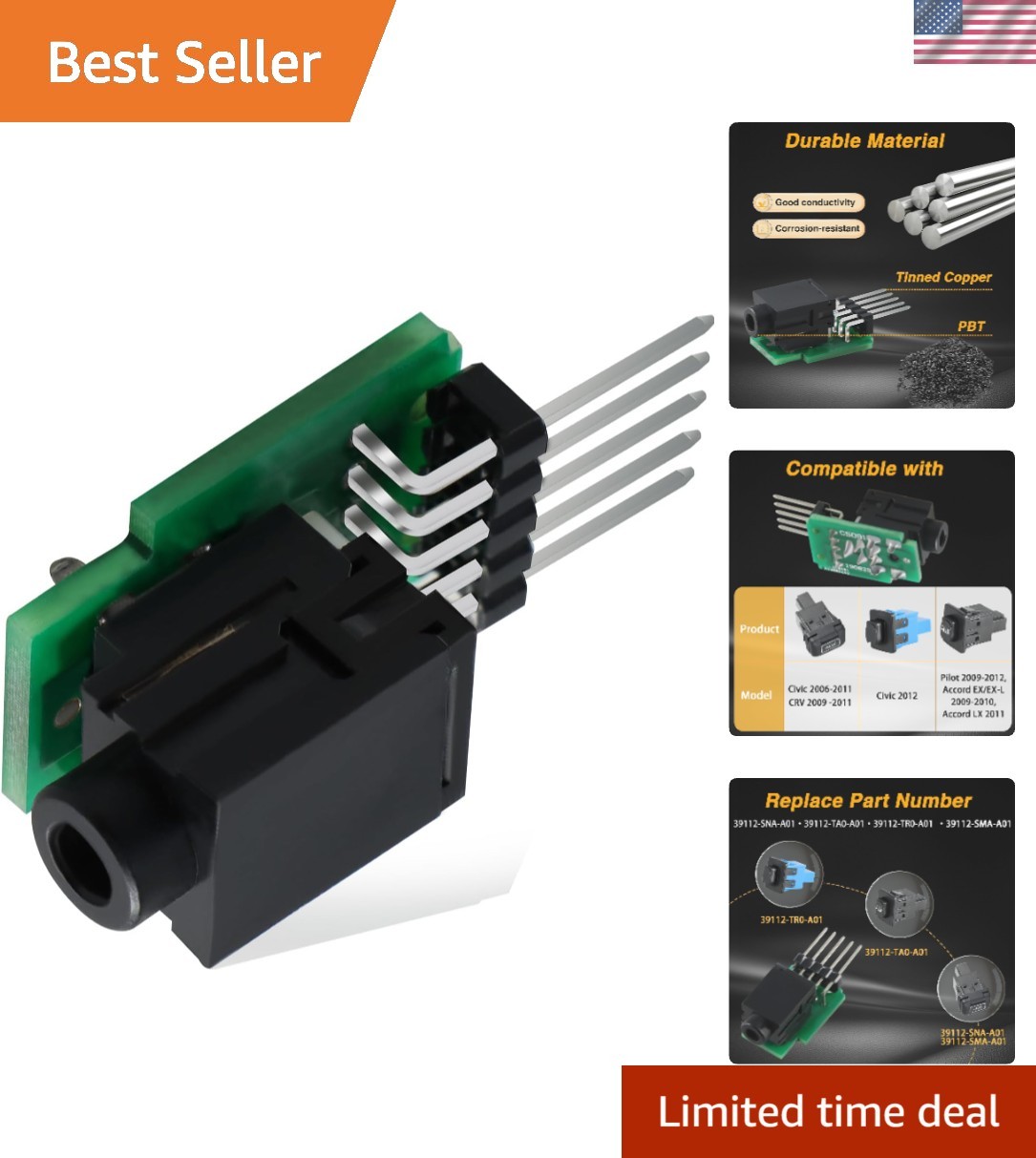 AUX Aux Port Auxiliary Input Adapter Audio Input Jack Replacement Repair Kit ...