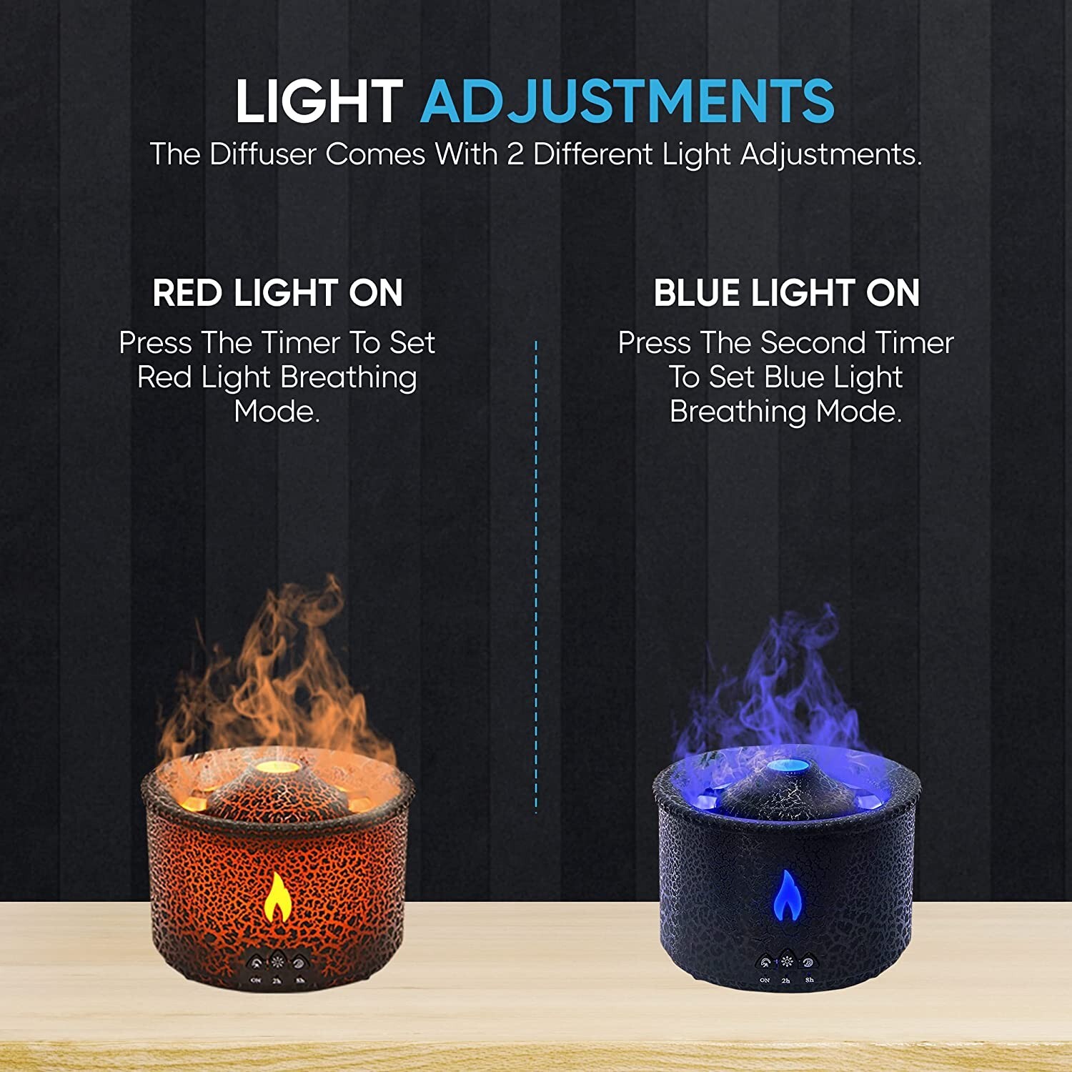 Essential Oil Volcano Diffuser / Humidifier 360ml 2 Setting Waterless Auto-Off