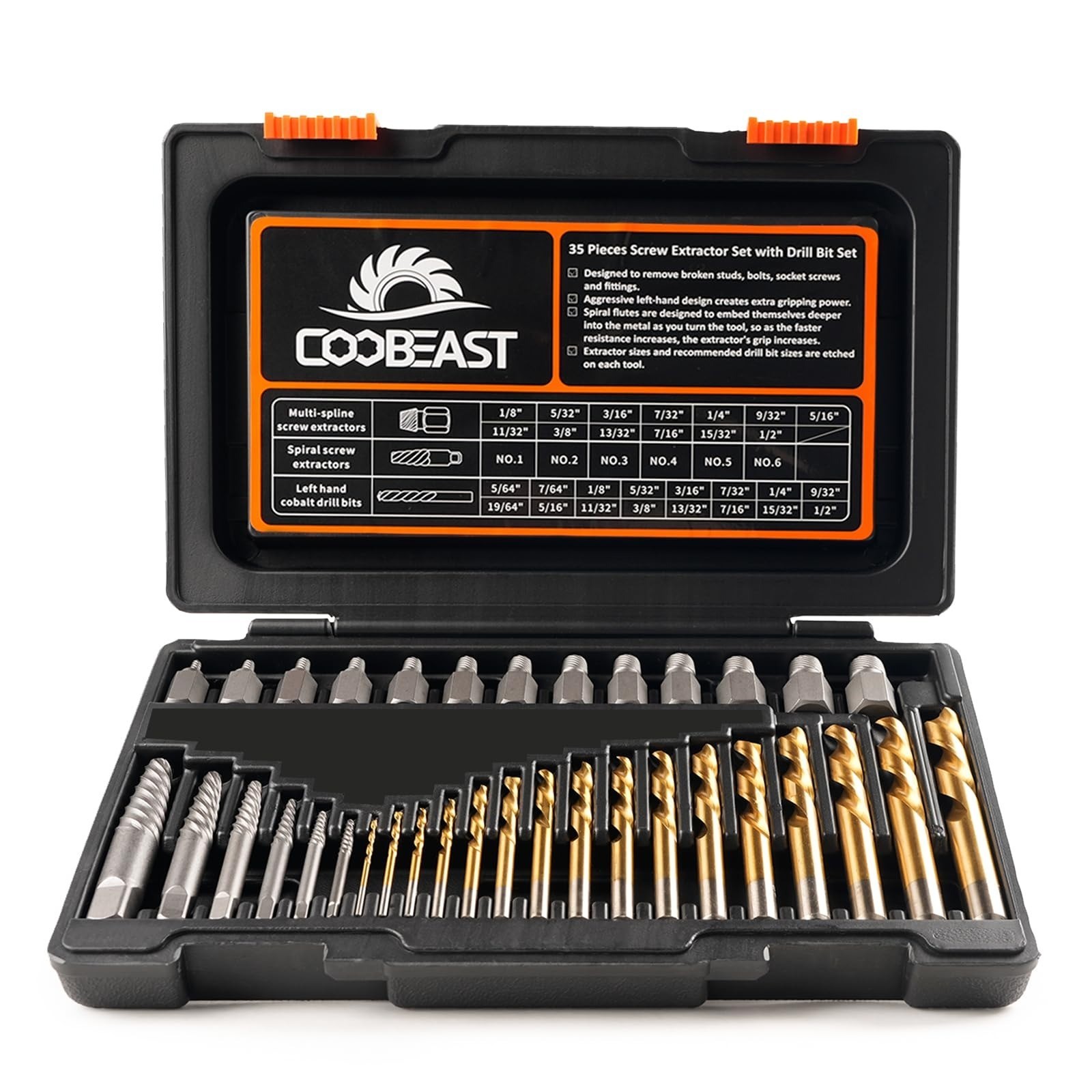 26Pcs Bolt Extractor Kit, Left Hand Drill Bit, Heavy Duty Tool Set