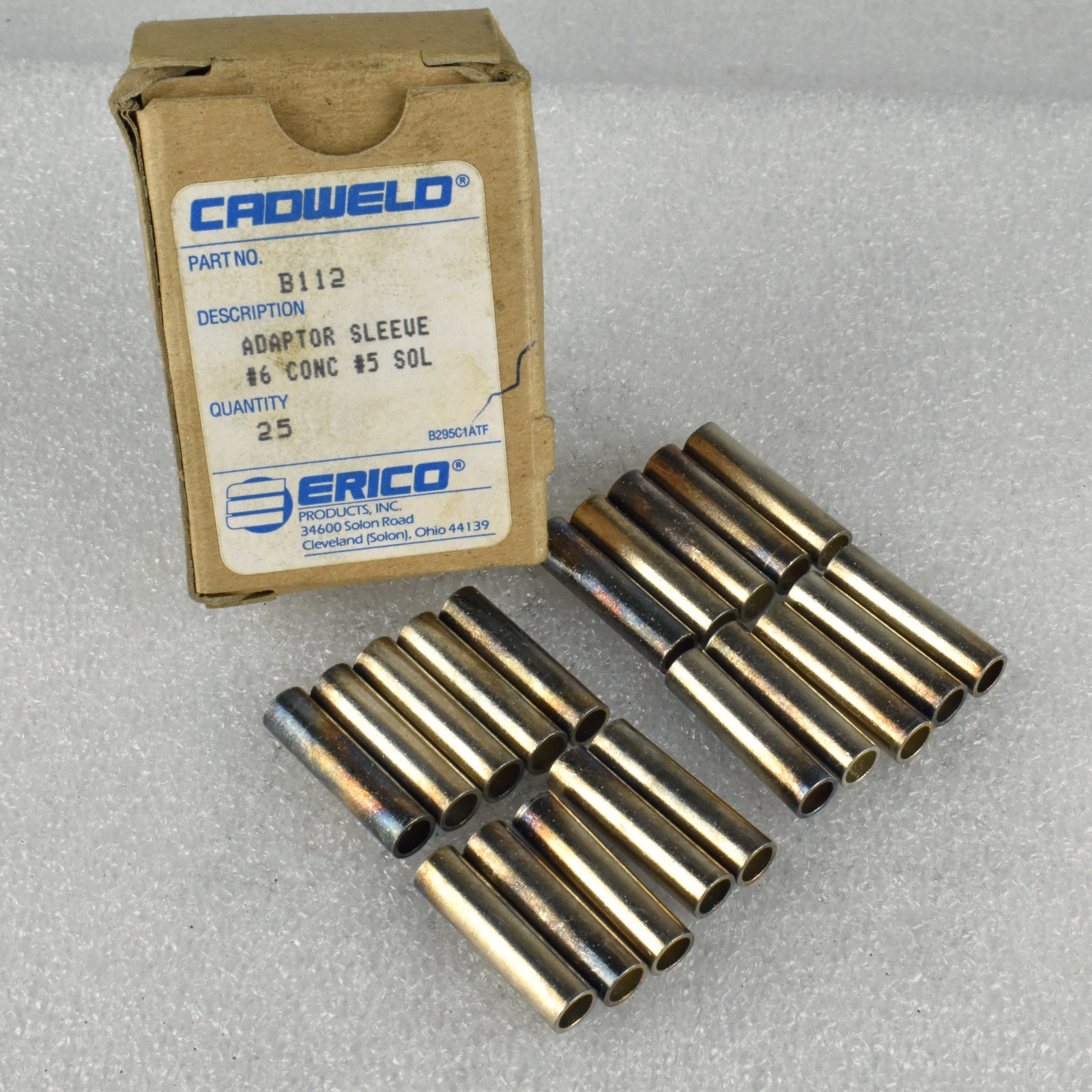 20 QTY Cadweld B112 Conductor Adapter Sleeves for #6 Concentric, #5 Solid Cable