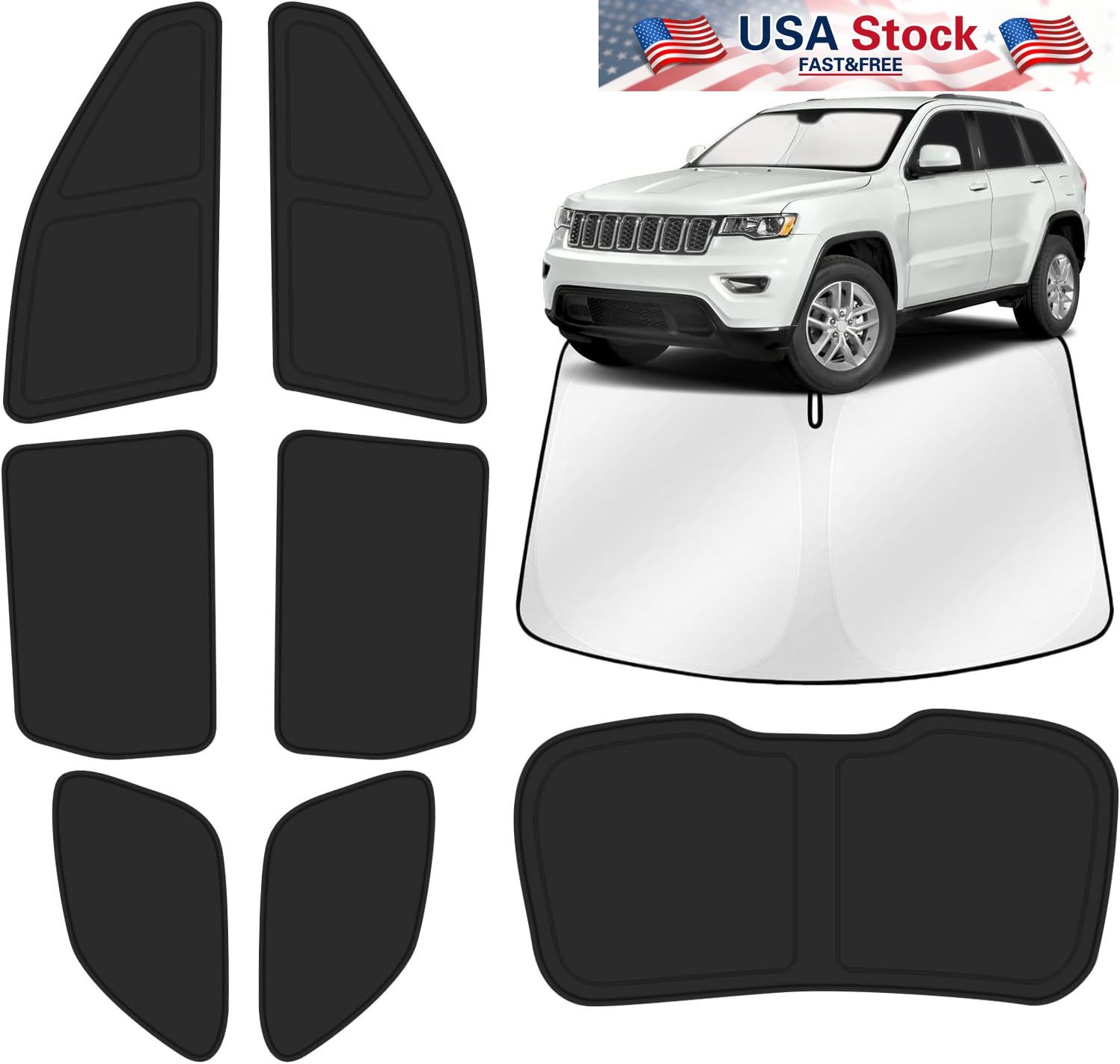 8PCS Car Window Shades for Jeep Grand Cherokee 2011-2021, Window Sunshade Covers