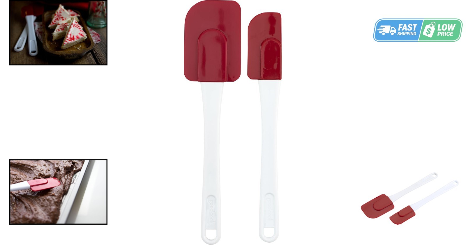 Classic Silicone Spatula Set - 2-Pack, Flexible and Stain Resistant for Baking
