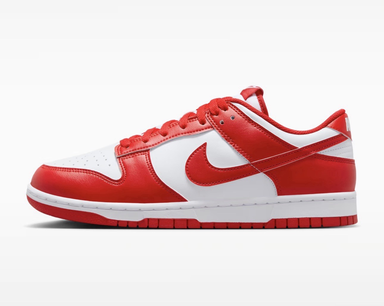 Nike Dunk Low Red White Lace Up Breathable Men's Low Top Athletic Sneakers
