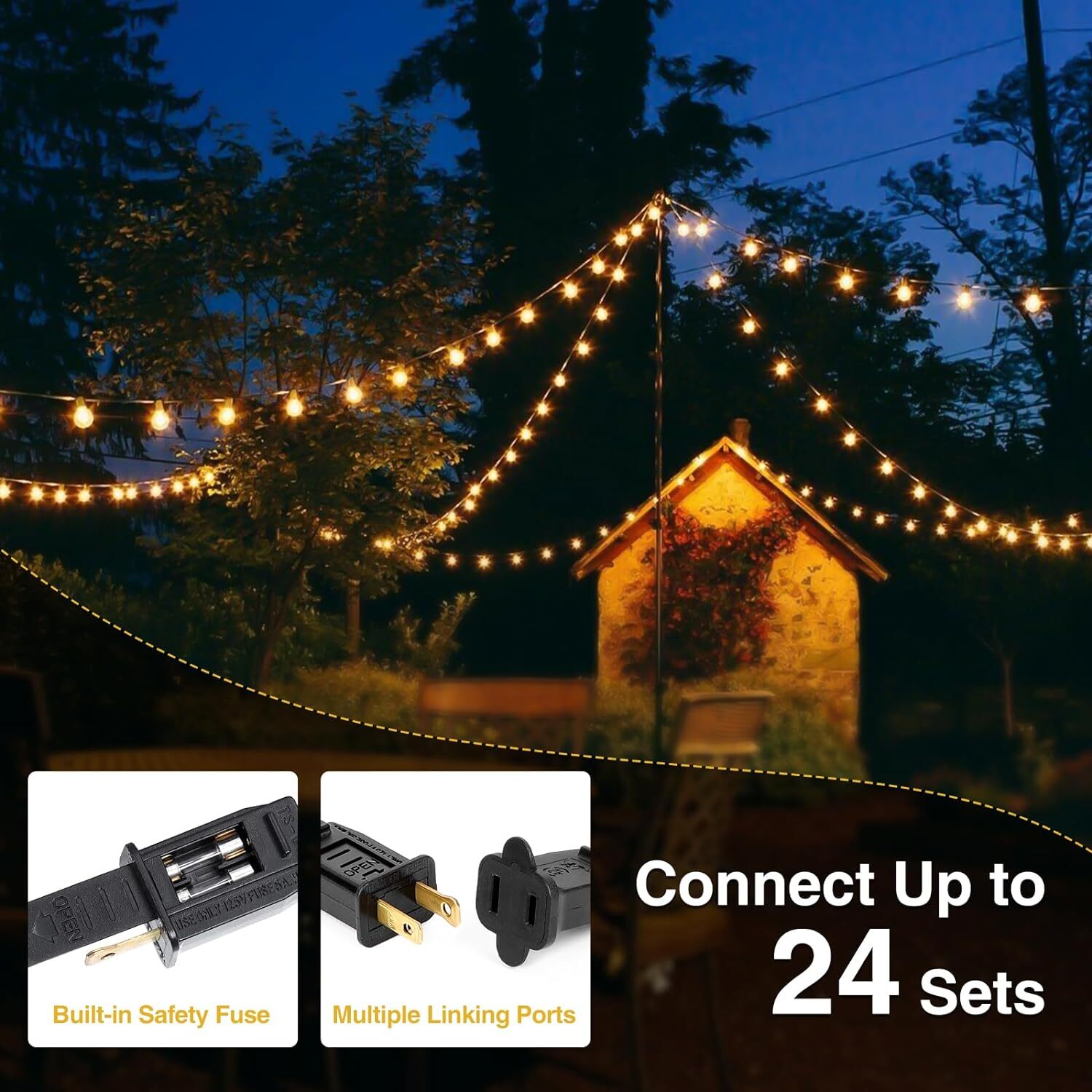 Solar String Lights - 100Ft LED Outdoor String Lights - Shatterproof, Waterproof