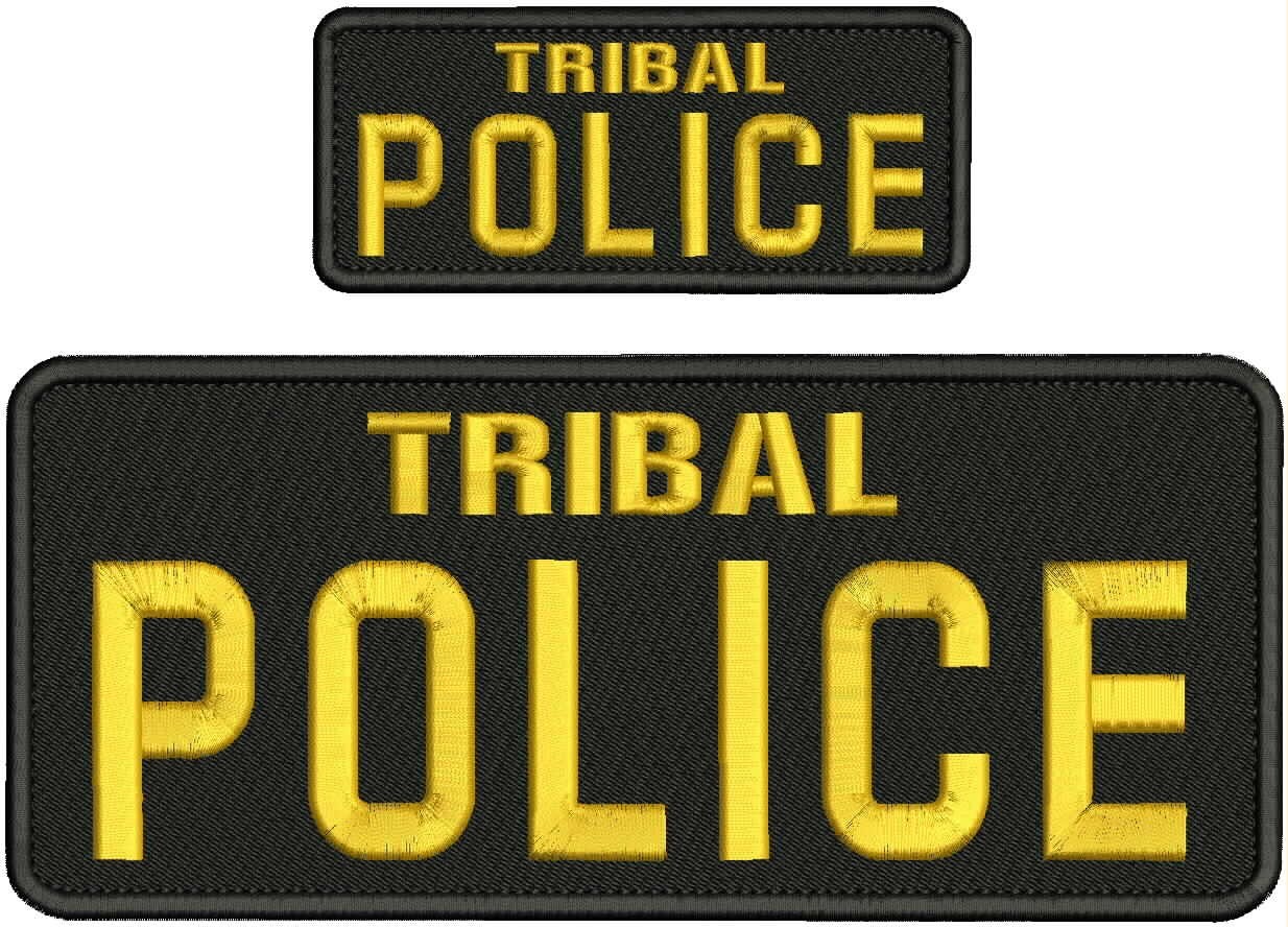 TRIBAL POLICE embroidery patches 4x10 and 2x5 hook on back gold