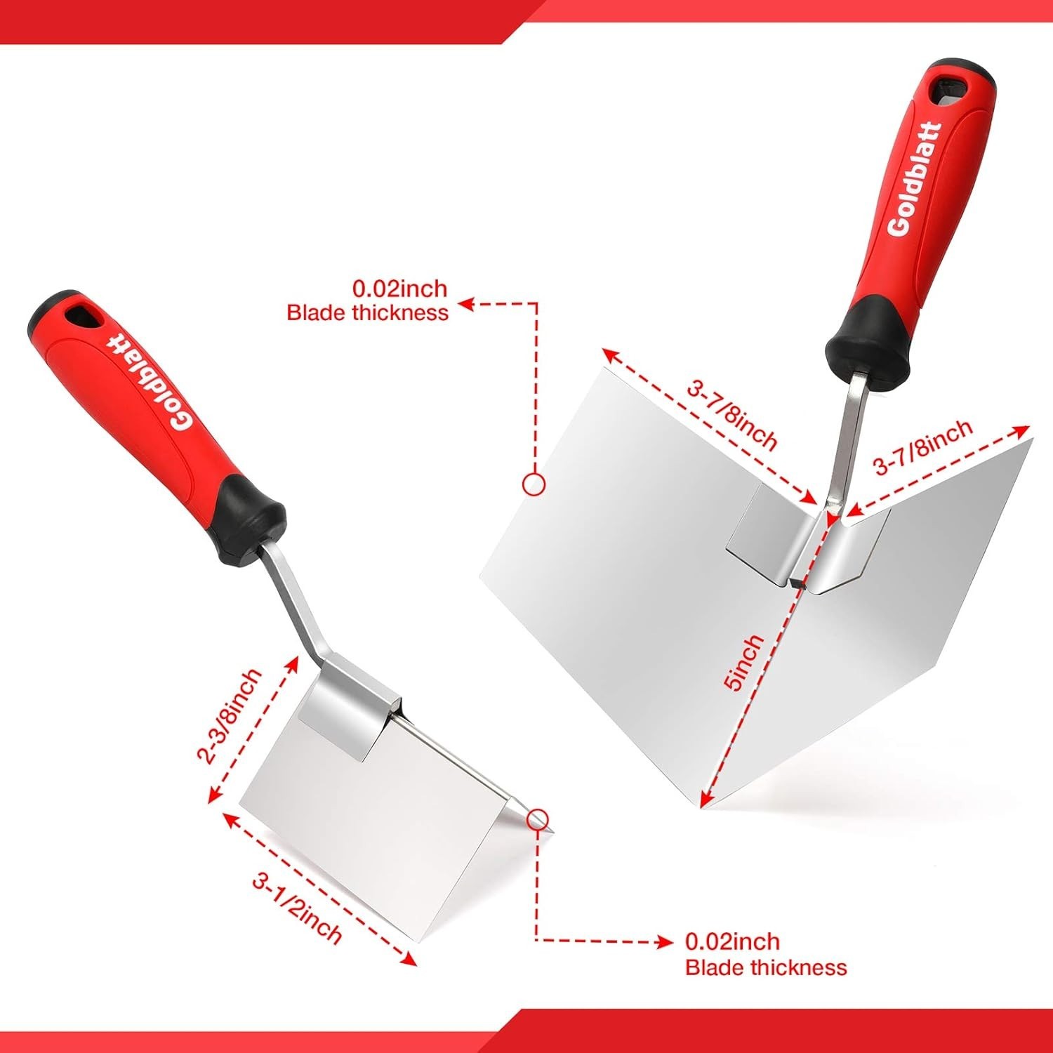 2 Piece Drywall Corner Tool Set, 5'' Outside Corner Knife & 3-1/2'' Inside Corn