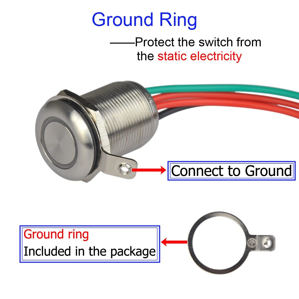 Touch Switch UT19T2 Stepless Dimming Switch DC 6V to 24V Blue LED Suitable fo