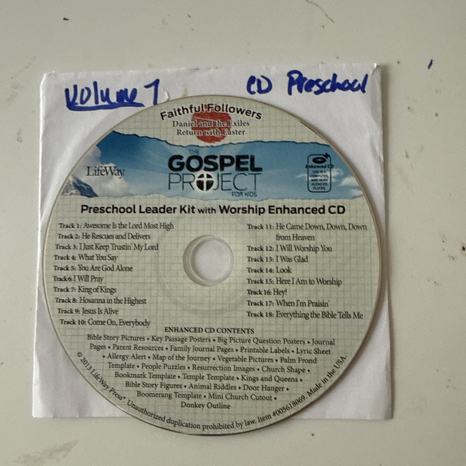 The Gospel Project preschool; Vol 7; Faithfully Followers; Worship/CD
