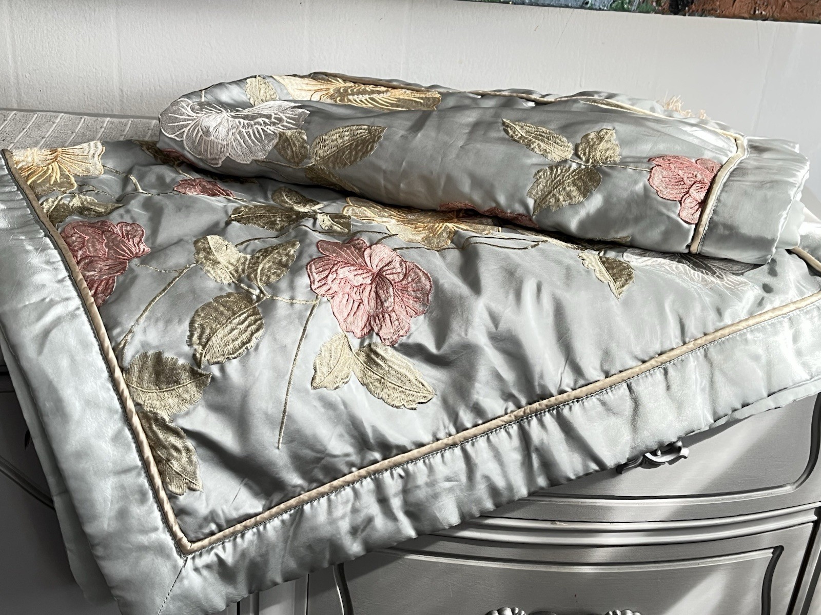 Embroidered Floral Cottagecore Farmhouse Set Of 2 Extreme Linen Euro Pillow Sham