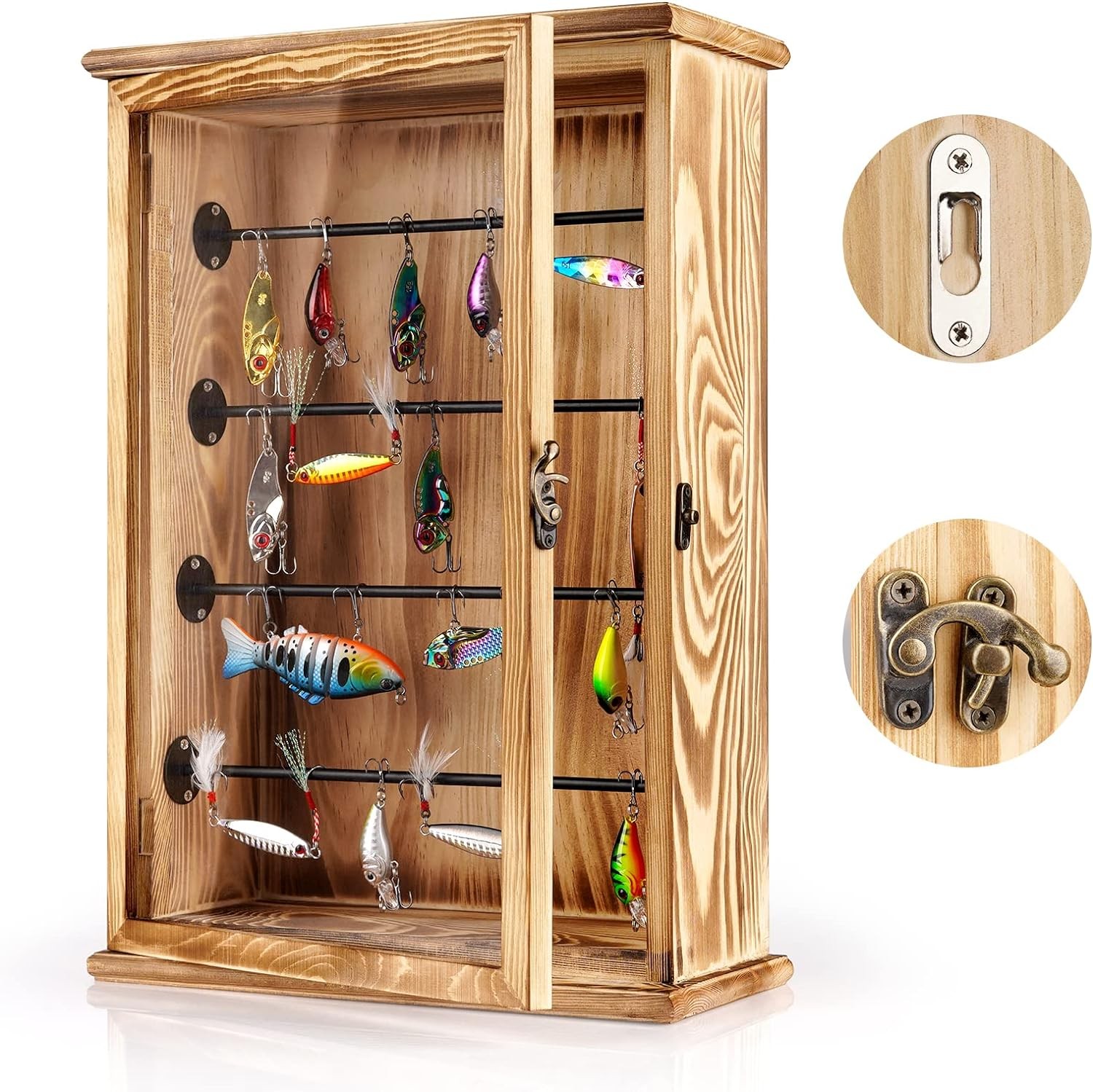Ibnotuiy Fishing Lures Storage Display Case Wall Cabinet Tackle Box Organizer...