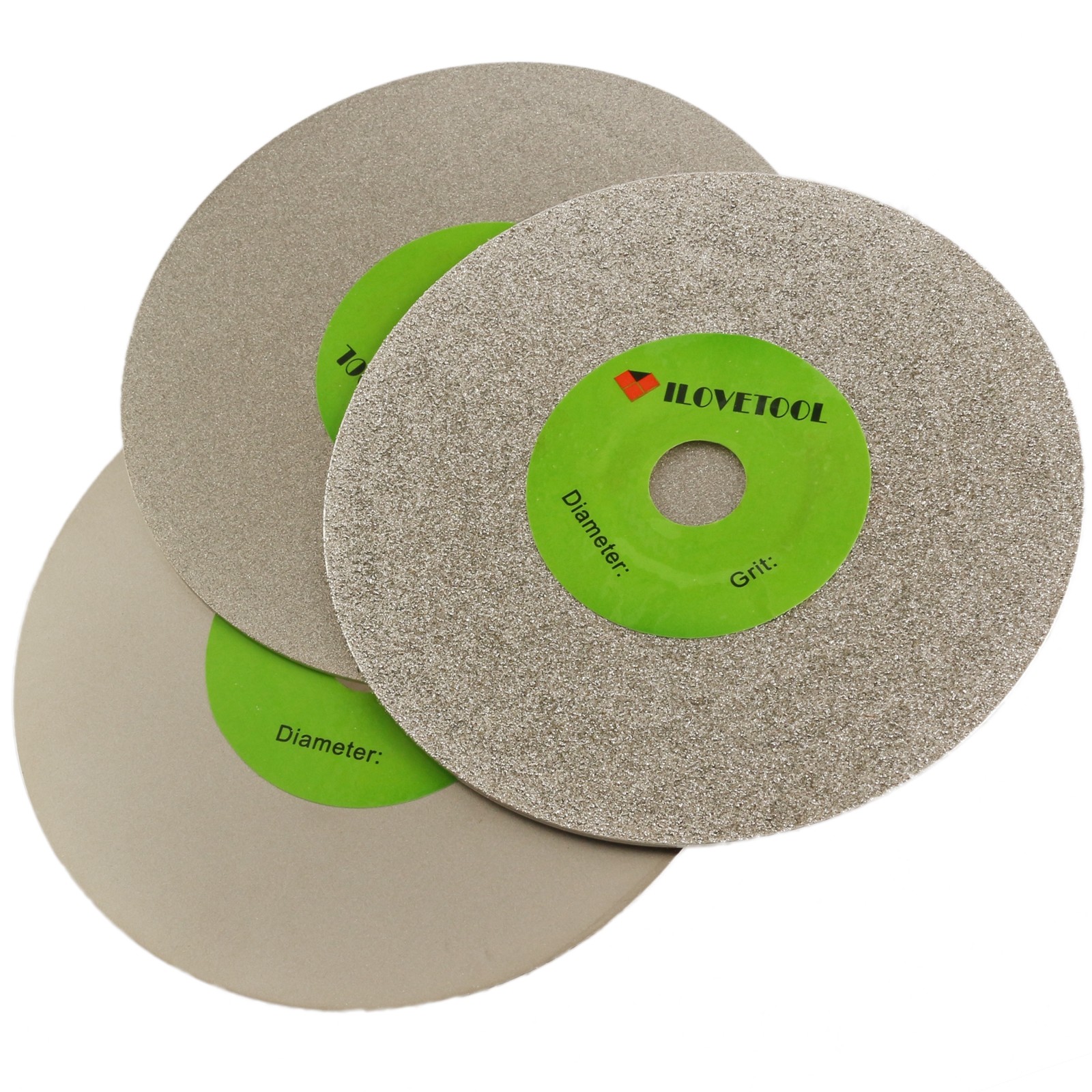 3Pcs 4" inch Grit 80 600 3000 Fine Diamond Grinding Disc Wheel Coated Flat Lap