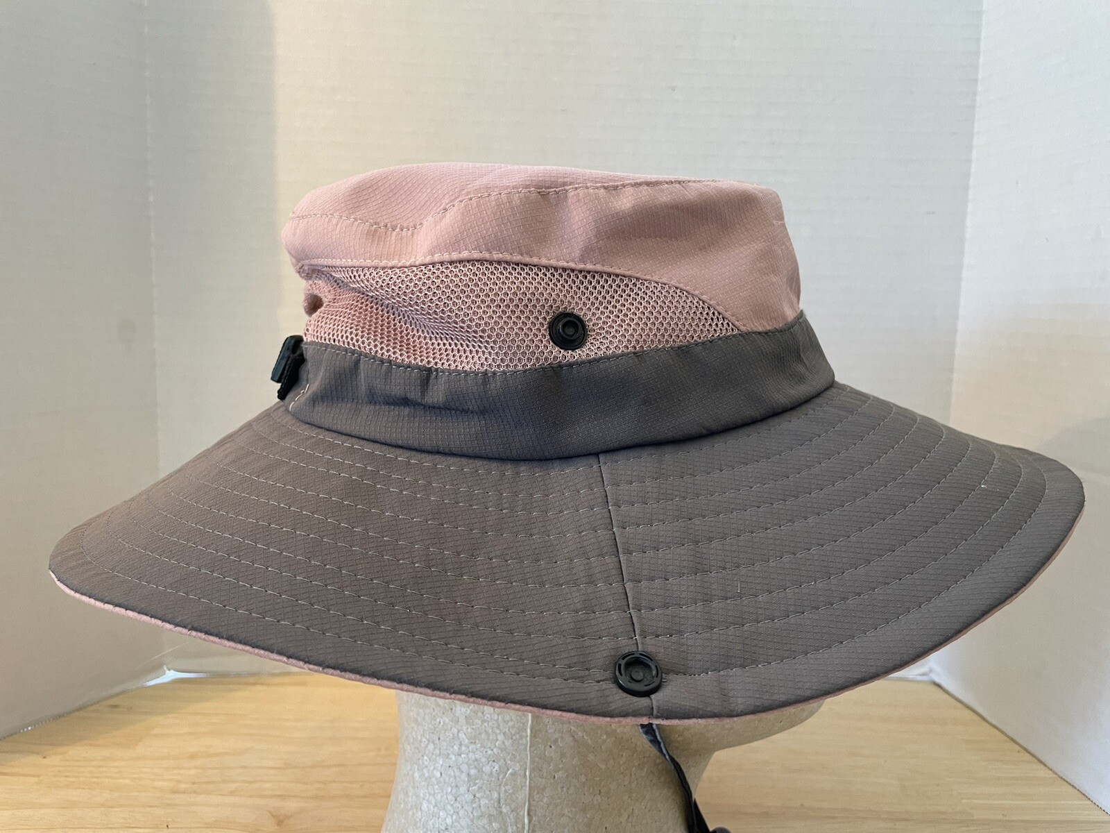 SUN SHADE Bucket Boonie Hat Lightweight Breathable Mesh Quick Dry Pink/Gray