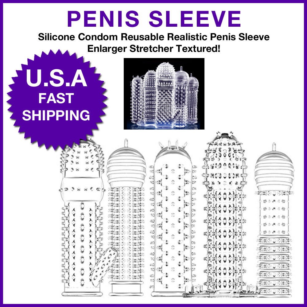Textured Silicone Reusable Condom Male Penis Sleeve Dotted Spiky for Sensations