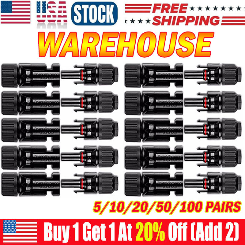 5-100Pair Male Female Wire Cable Connector Set Solar Panel Waterproof Connectors