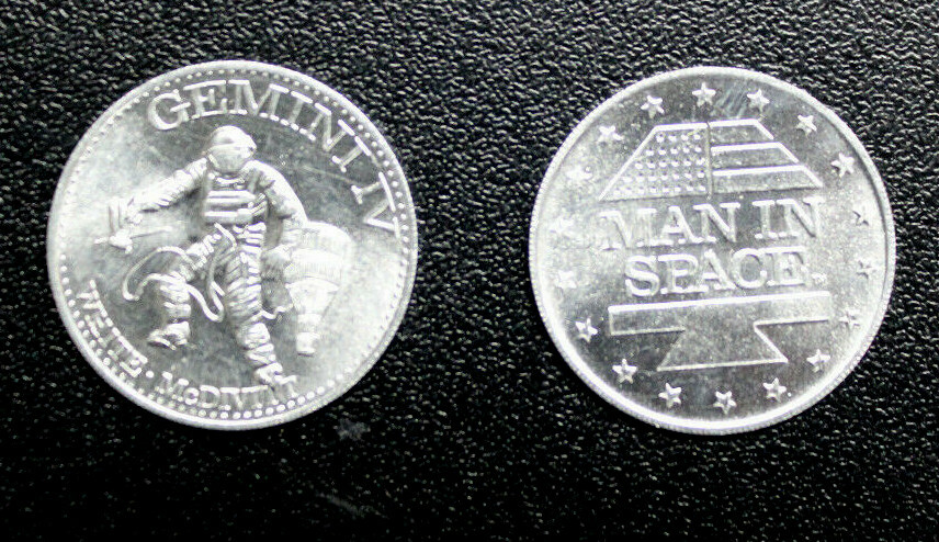 Man in Space SHELL GAS CONTEST 1969  GEMINI IV  WHITE MCDIVITT   USA Aluminium