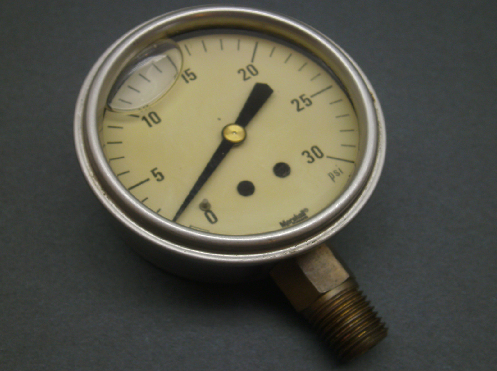 MARSHALLTOWN GLYCERINE FILLED GAUGE GAGE 30PSI MAX USED BUT GOOD