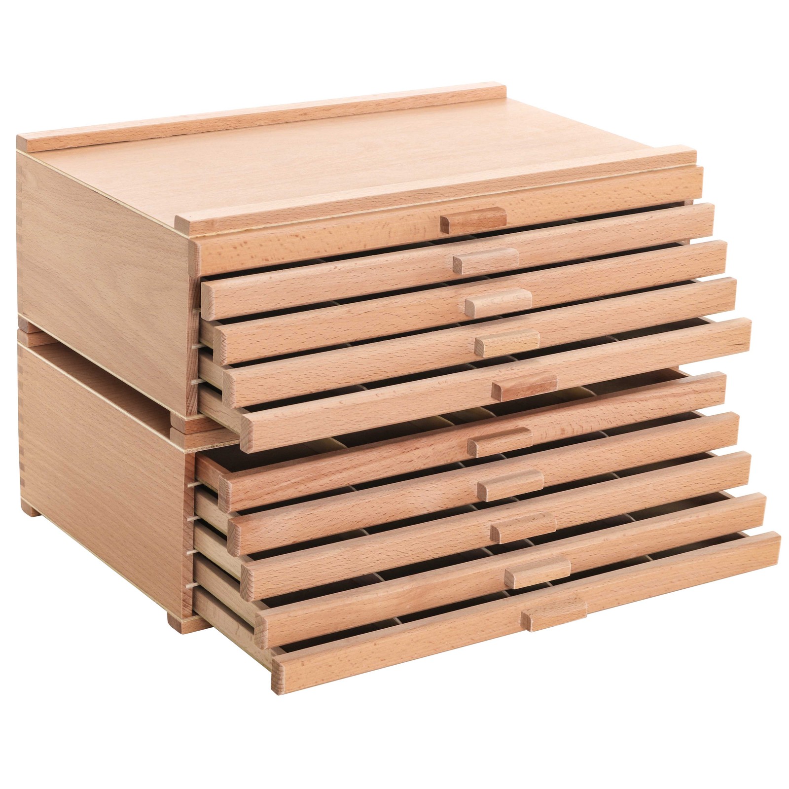 10 Drawer Wood Artist Supply Storage Box for Pastels, Pencils, Pens, Markers