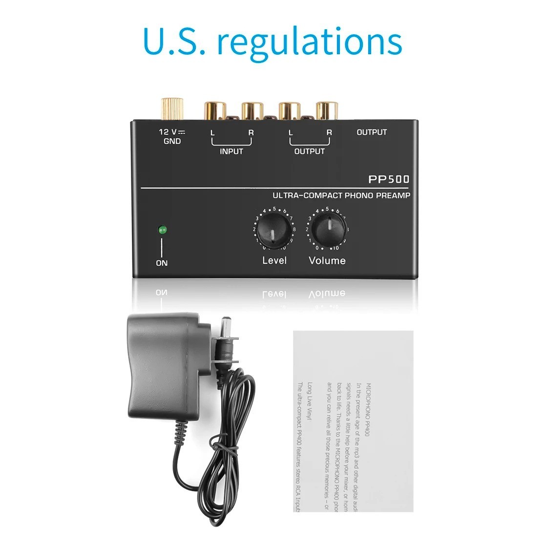 Pyle Phono Turntable Preamp Mini Electronic Audio Stereo Phonograph Preamplifier