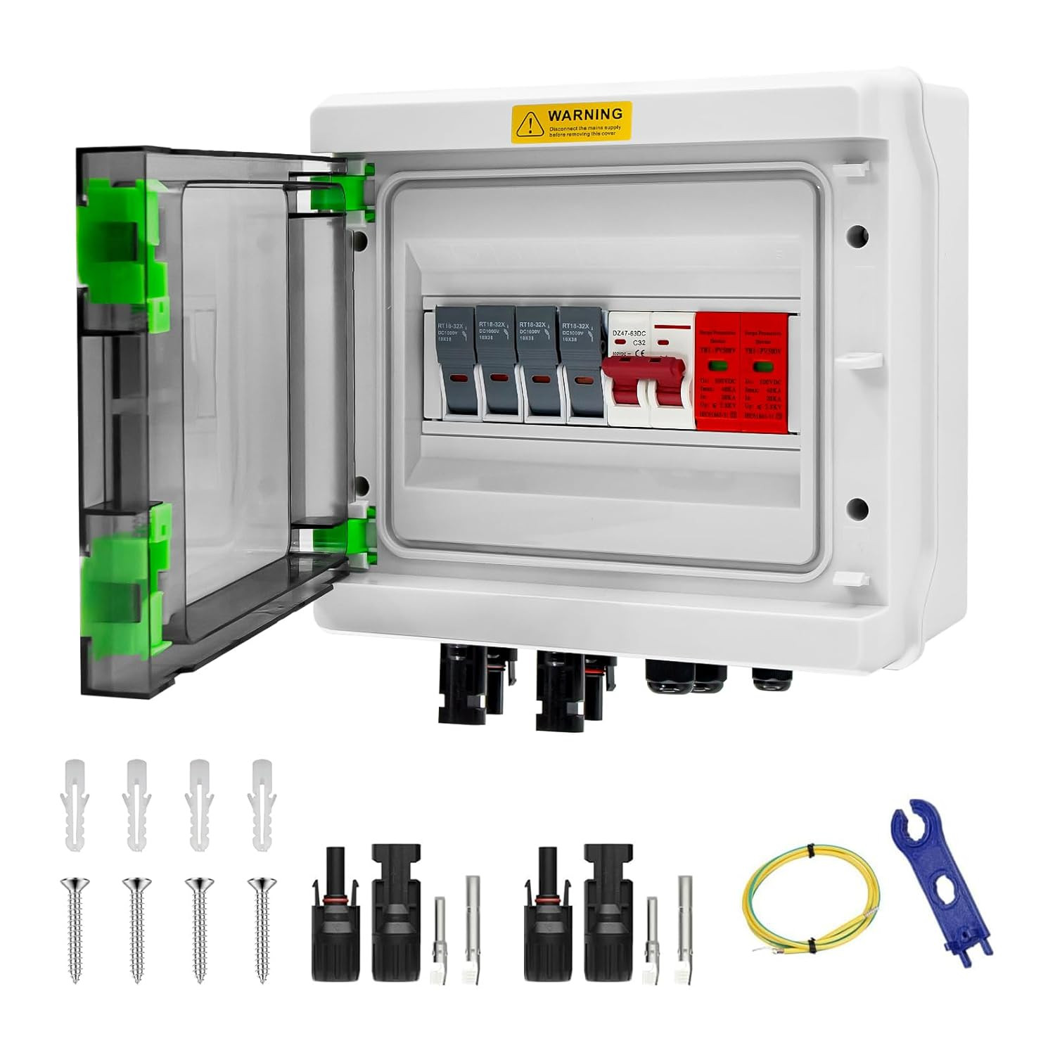 DC600V Solar Combiner Box IP65 2-In-1-Out 32A Circuit Breaker with Surge Protect