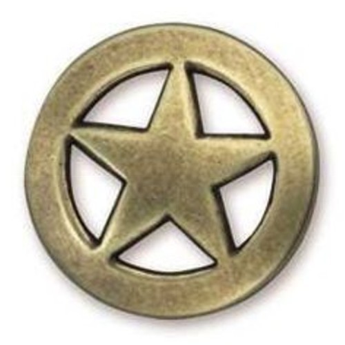 3/4" Antique Brass Star Round Concho - Screwback