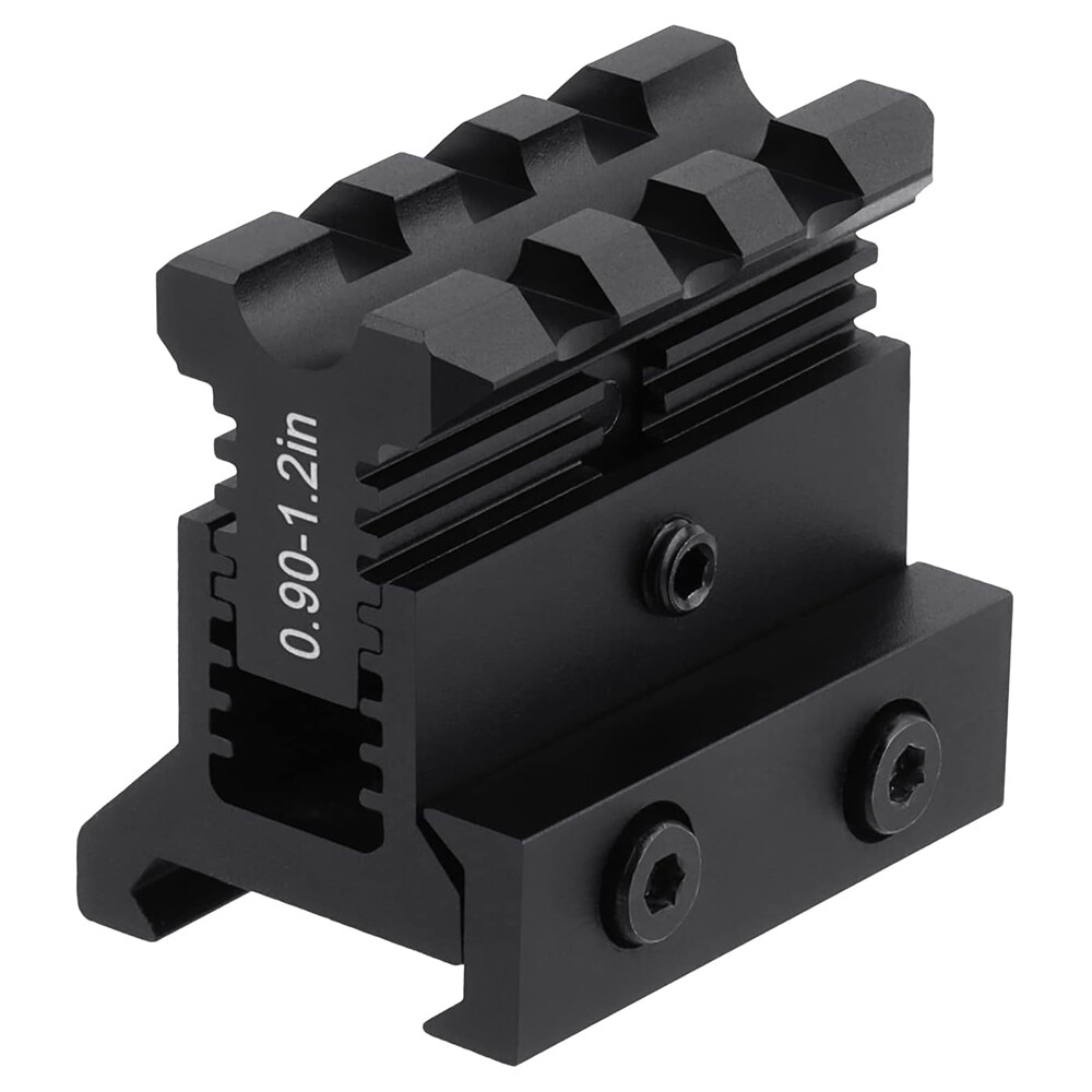 Picatinny Riser Mount Adjustable Height 0.9-1.2in Lockdown Series 3 Slots Raise