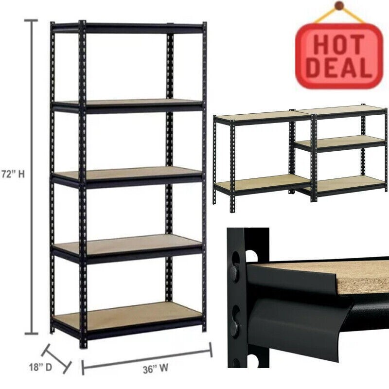 US Muscle Rack 5-Tier Steel Shelving Garage Storage Shelves 4000lbs 36"x 18"x72"