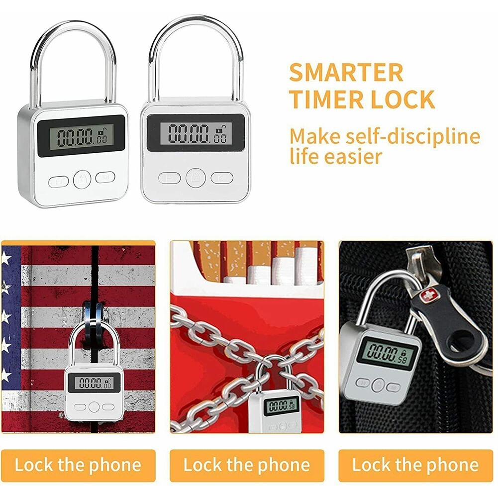 For Metal Timer Lock Time Lock USB Rechargeable 99 Hours Max Digital