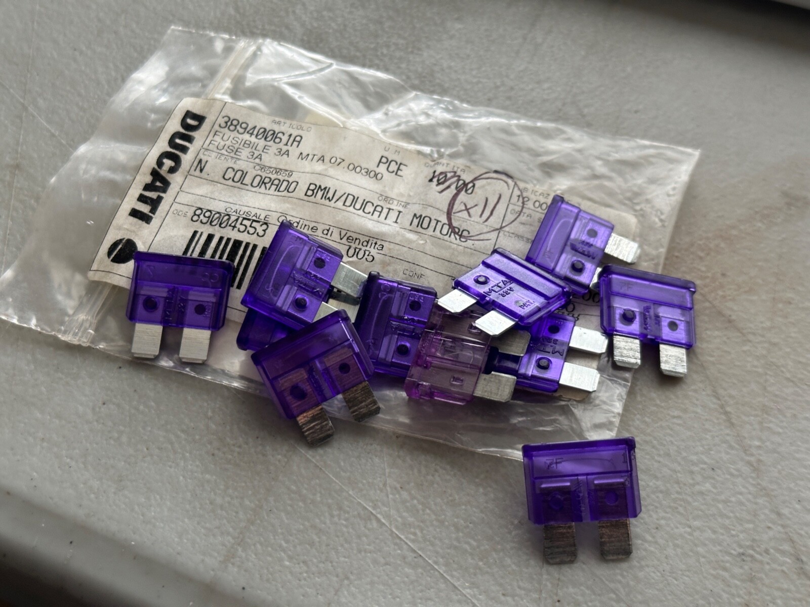 Ducati 38940061A 3 Amp Fuse Lot *Qty 11* OEM NOS