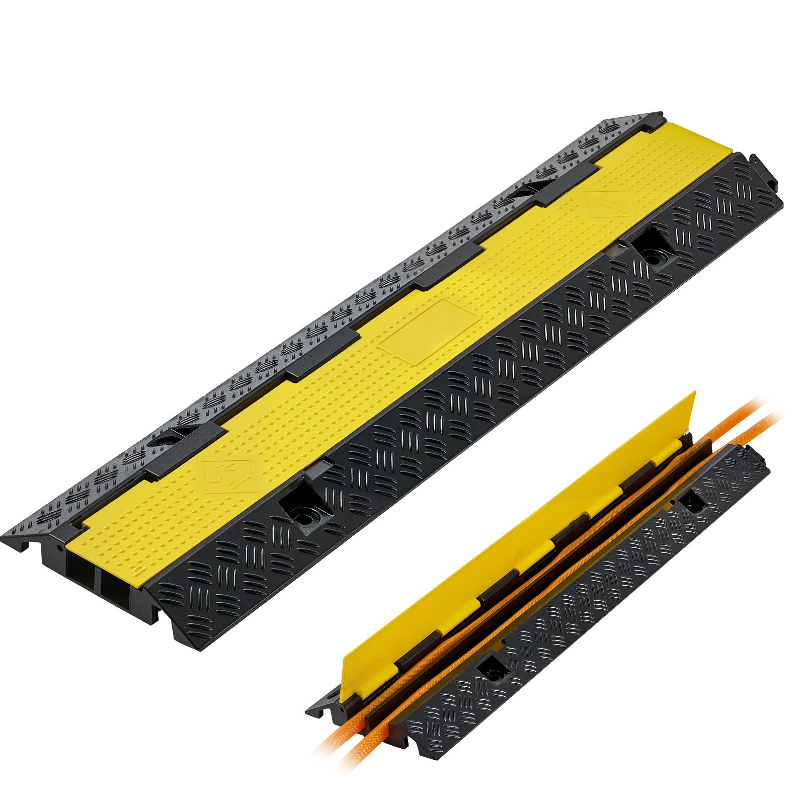 Uimoso Rubber Cable Ramp with 2 Channels, 22000 lbs/axle Capacity