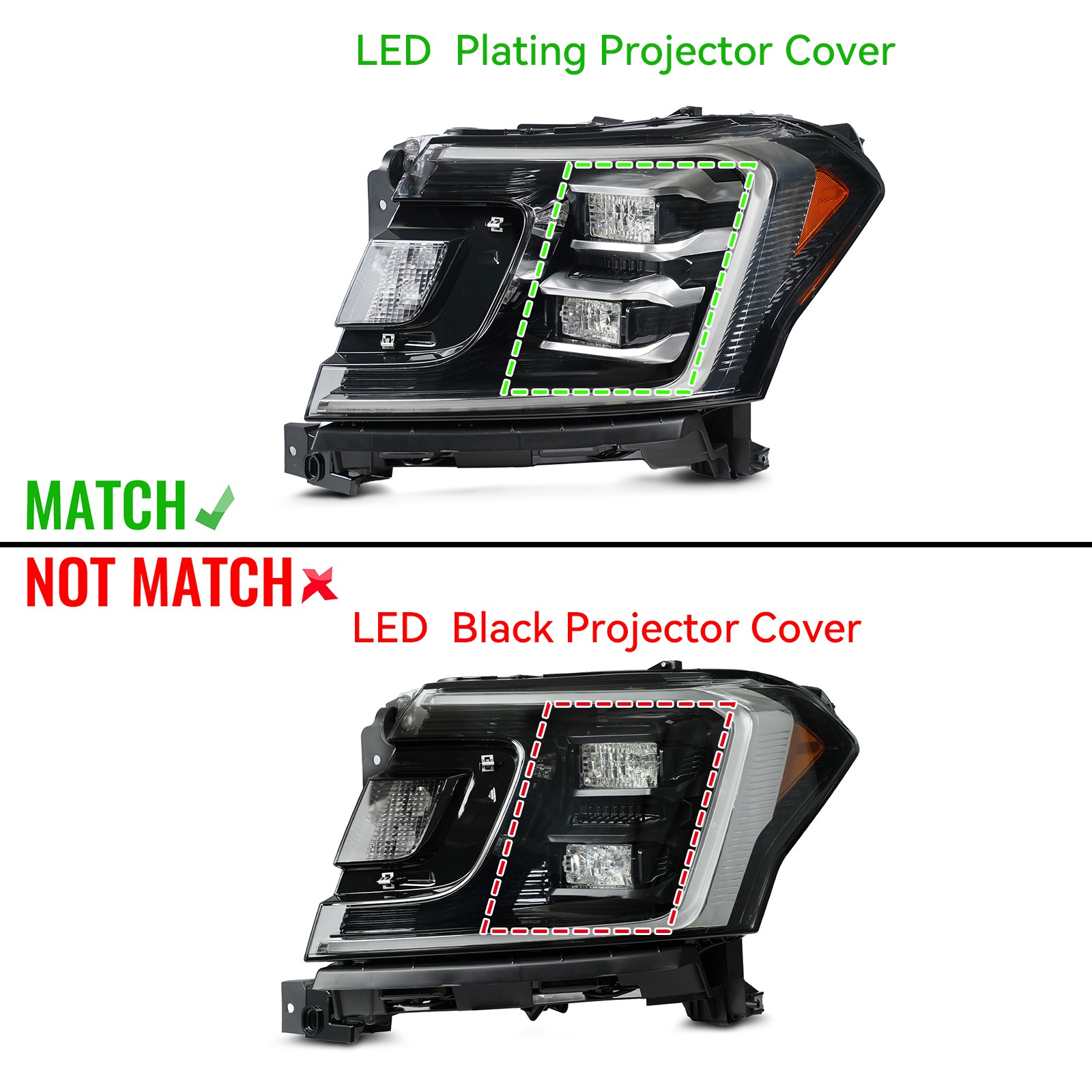 For 2018-2019 Ford Expedition LED Headlight Plating Projector Cover Left Driver