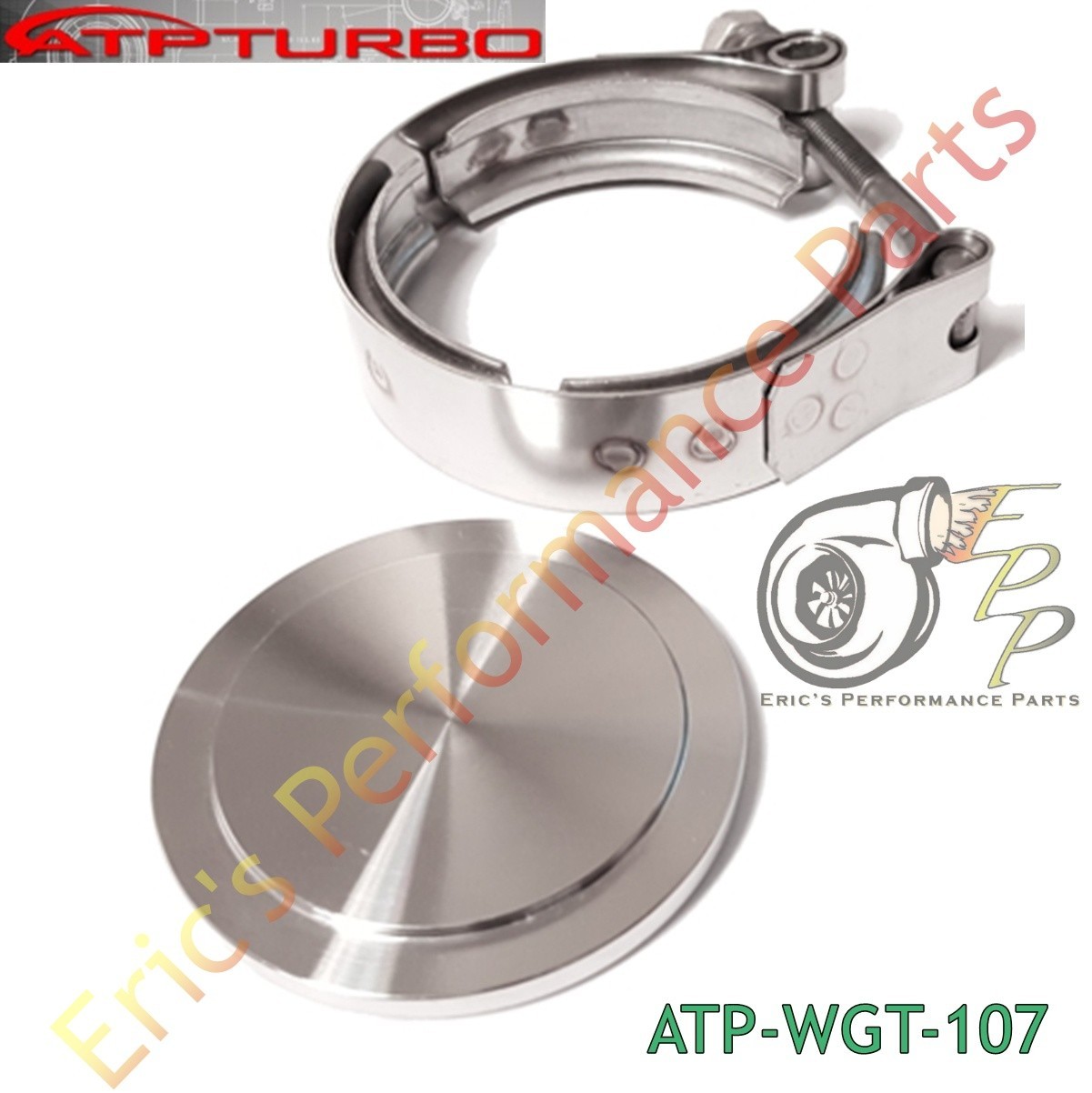 ATP-WGT-107 Wastegate Block Off Flange + Clamp for Tial MVR 44mm 45mm V-Band