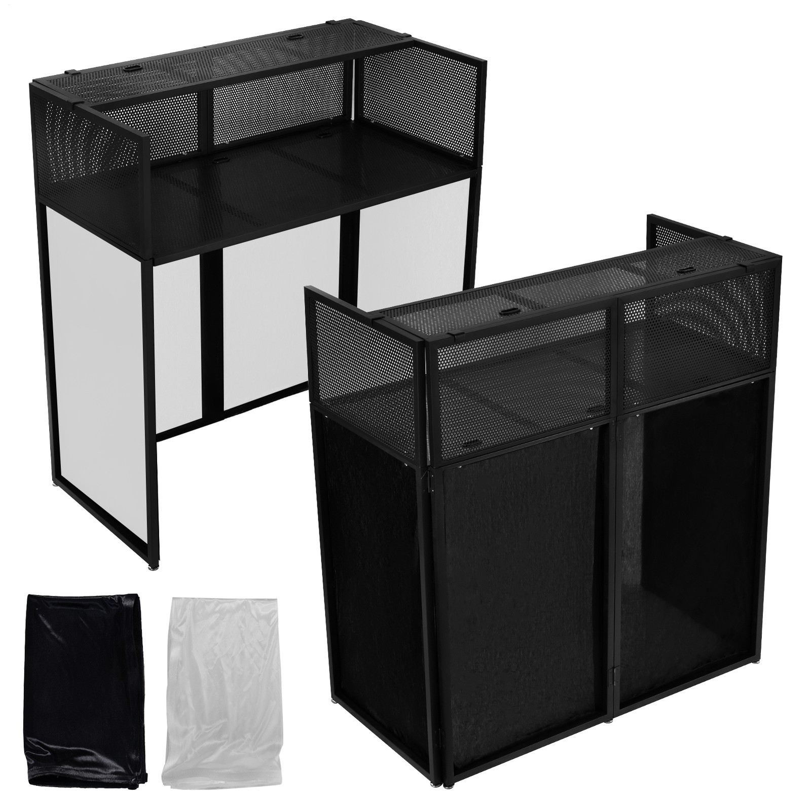 Portable DJ Table Station Adjustable Booth Facade+Flat Table w/Travel Bag