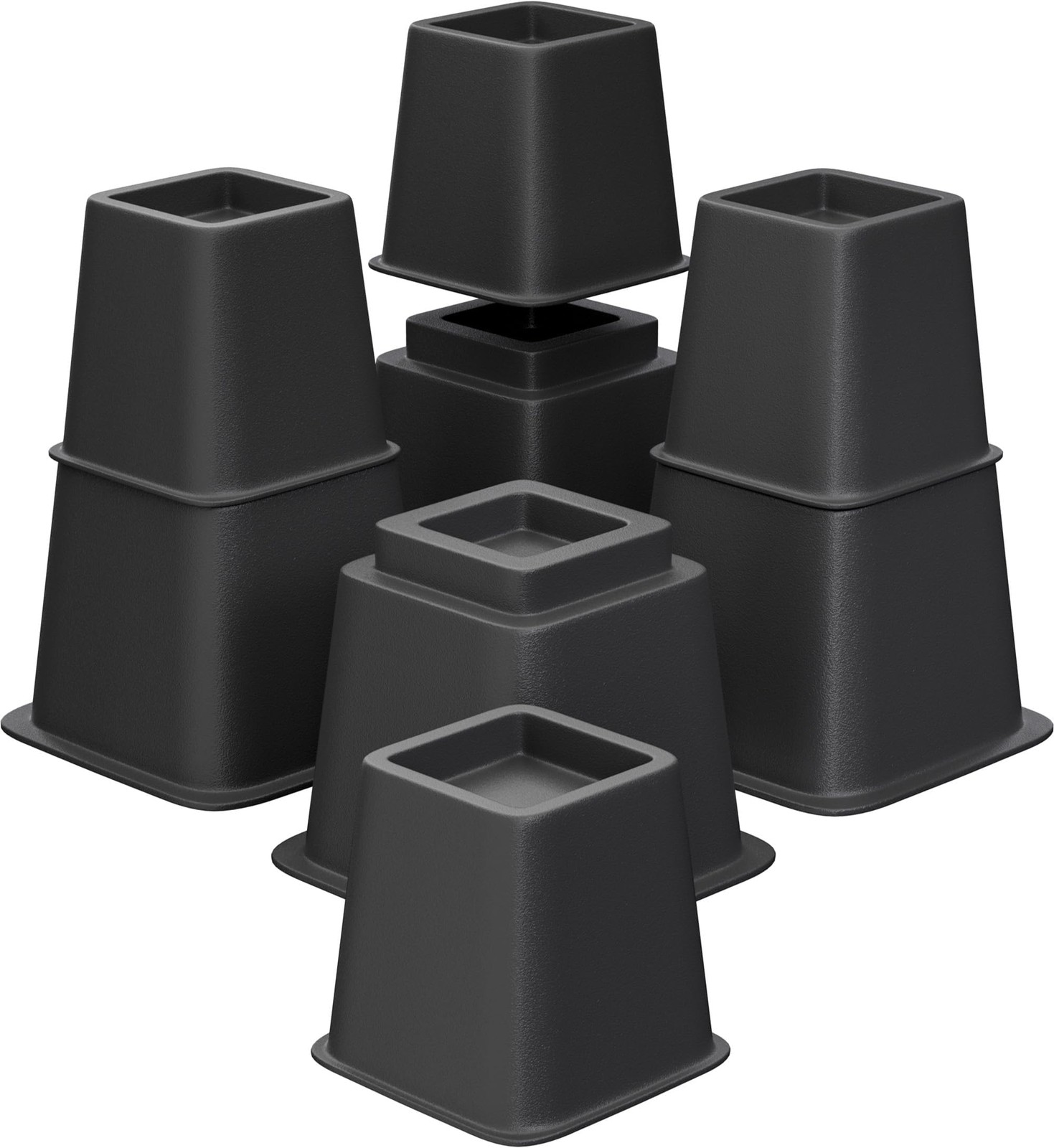 8 Pack Black Bed Furniture Riser 4 5 9 Inch Versatile Heavy Duty Stackable