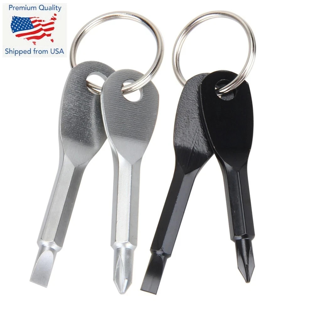 2pcs Key Ring Screwdriver EDC Tool Set Outdoor Pocket Mini Tool with Keychain