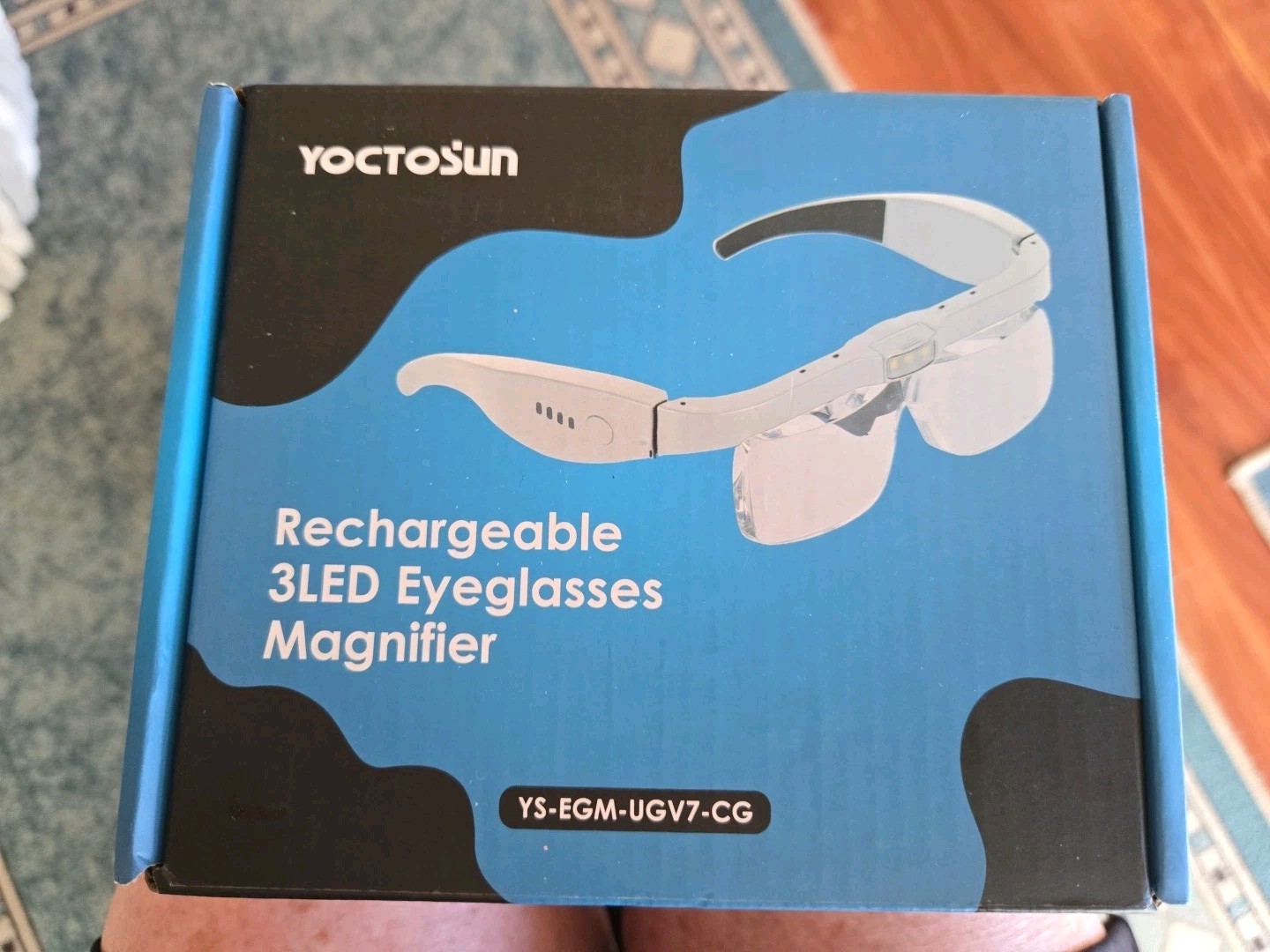 YOCTOSUN Rechargeable 3 LED Lights Magnifier Glasses with Detachable Lenses NIB