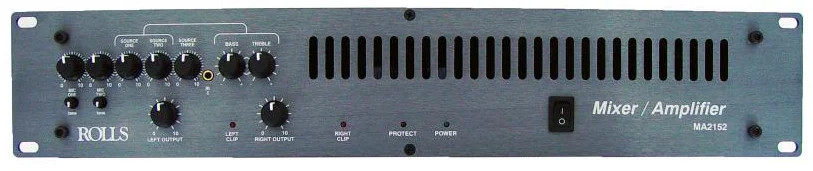 Rolls MA2152-RST 2-Channel Mixer Amplifier, 100W per Channel, 70V, 2 Rack Units