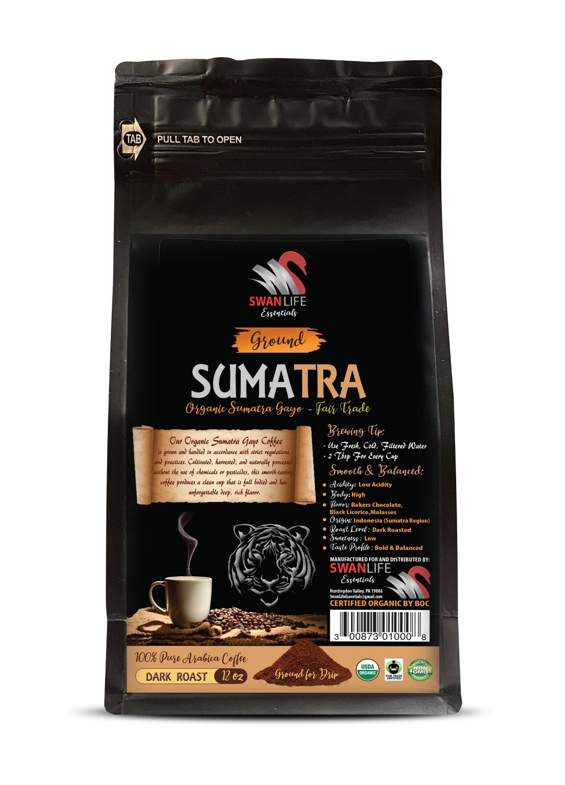 Sumatra Blend - SUMATRA GROUND ORGANIC COFFEE - Premium Coffee 1Pack
