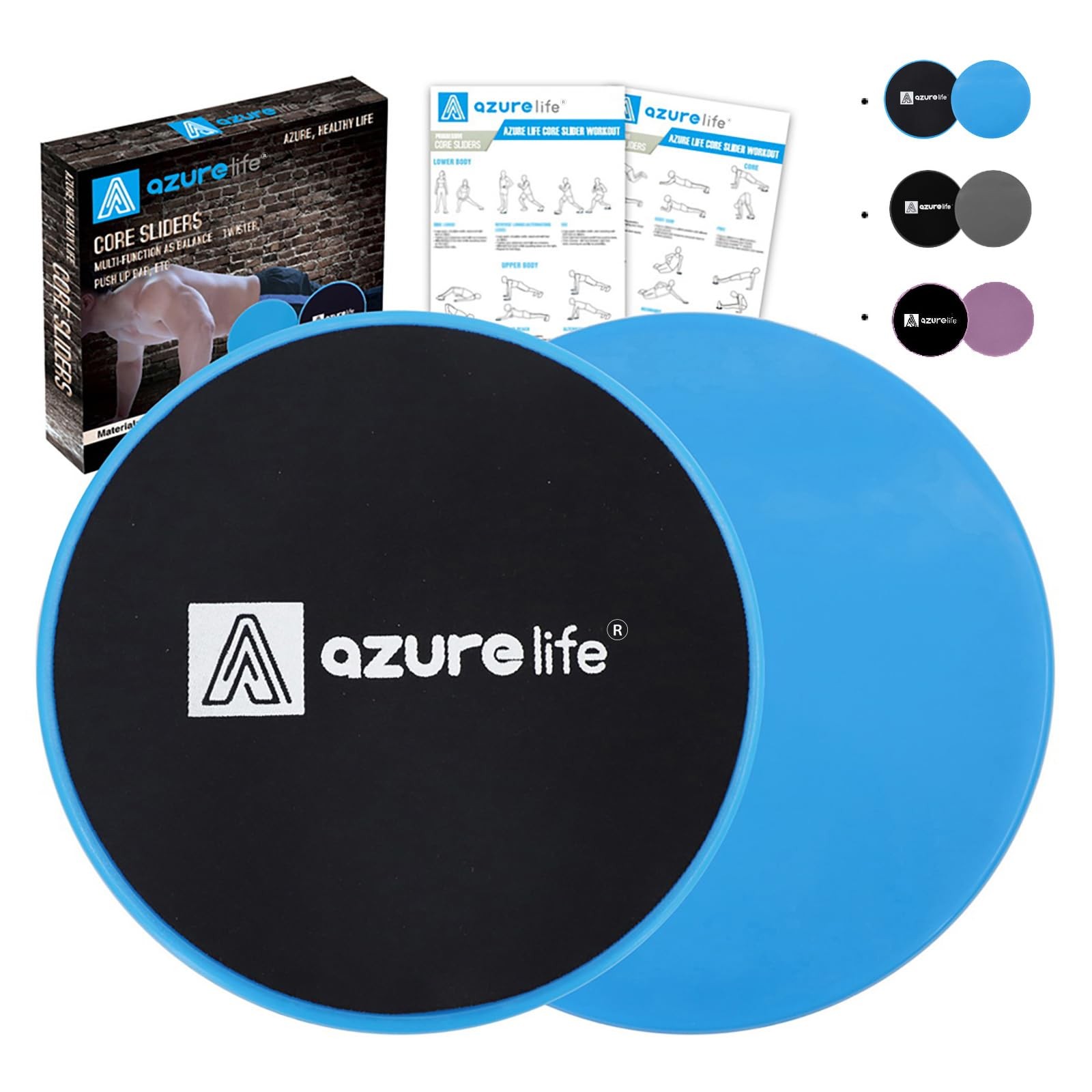 A AZURELIFE Exercise Core Sliders, Dual Sided Exercise Gliding Discs Use on C...