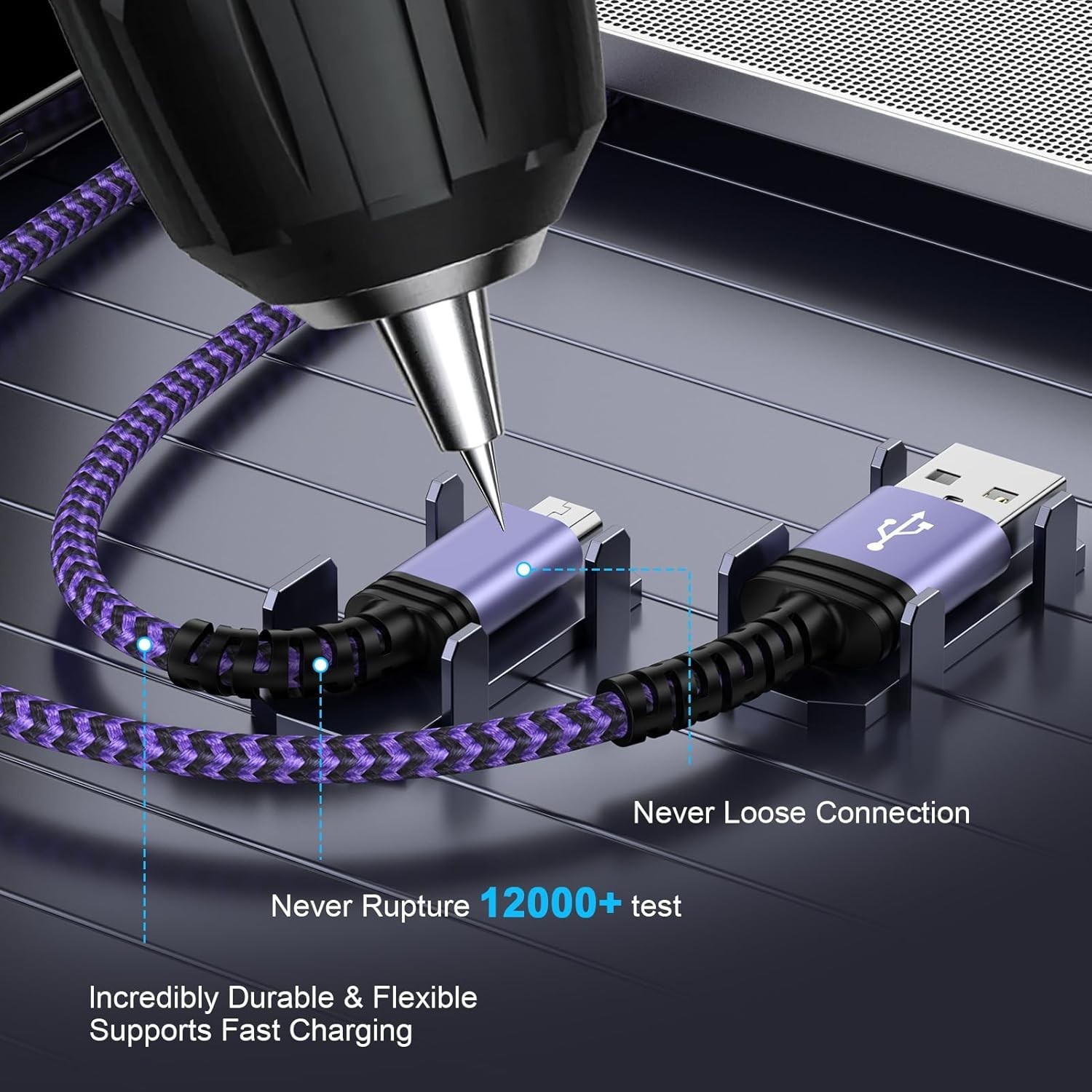 Durable Nylon Braided 6FT Micro USB Cable - Perfect for Kindle & Gaming Consoles