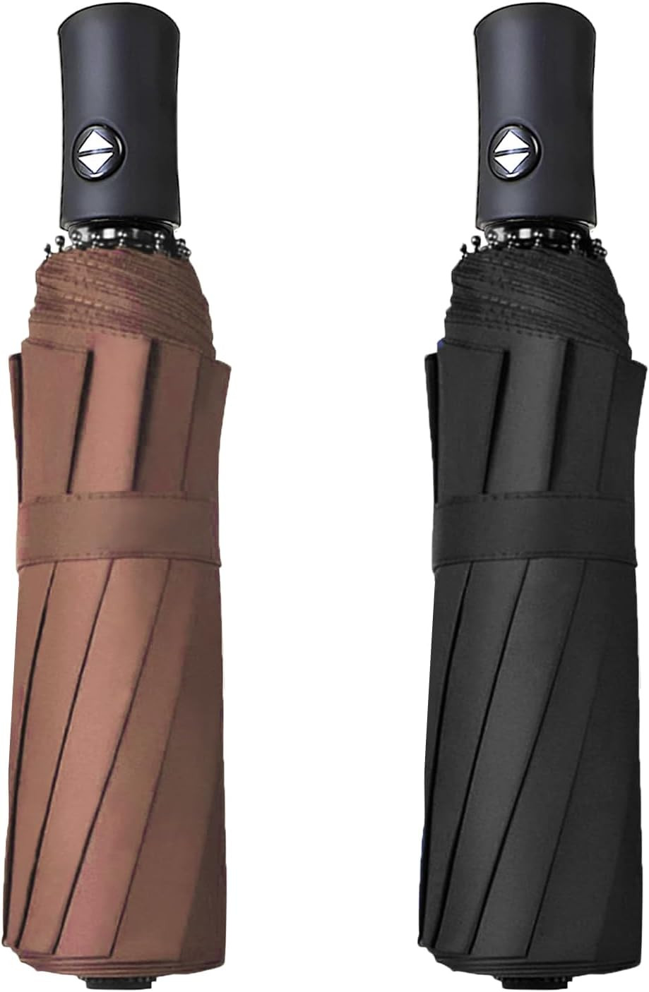 RONIARE 2 Packs Travel Umbrellas for Rain Windproof Compact Black + Brown