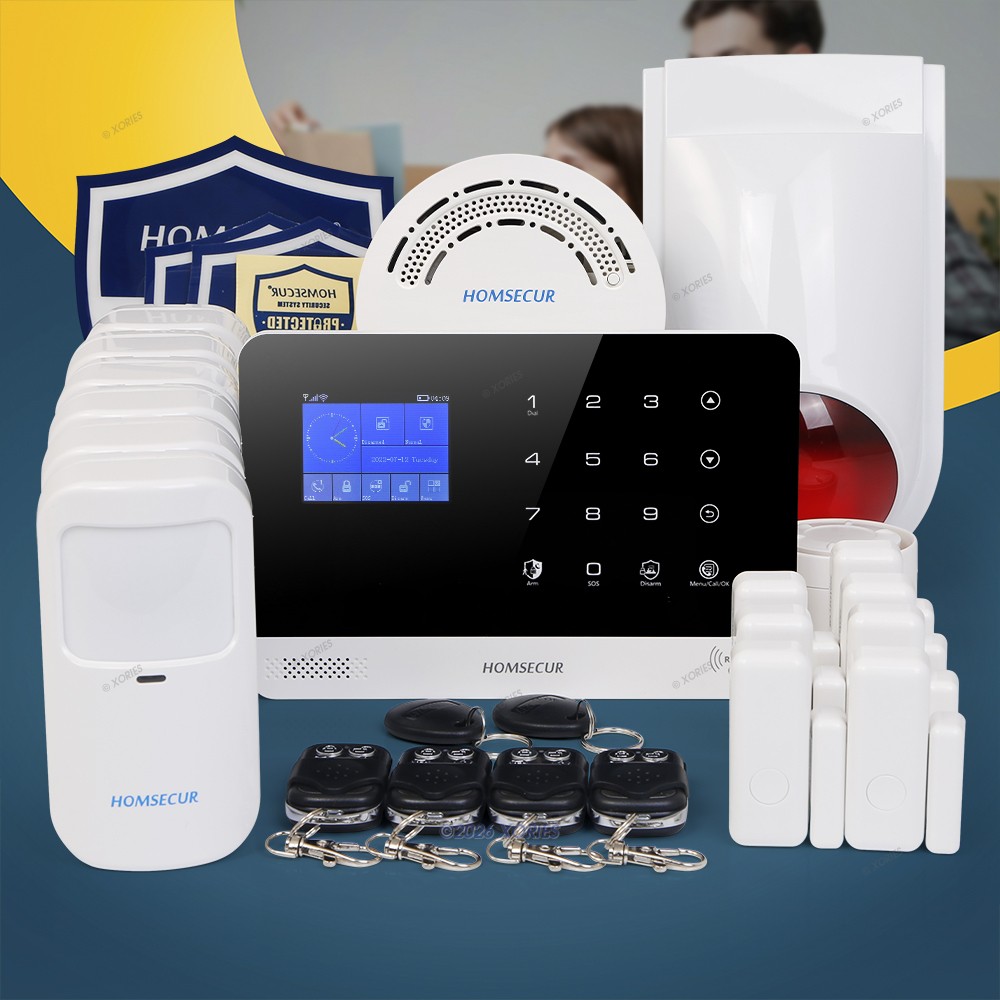 HOMSECUR Wireless WIFI 4G GSM RFID LCD Home House Alarm System