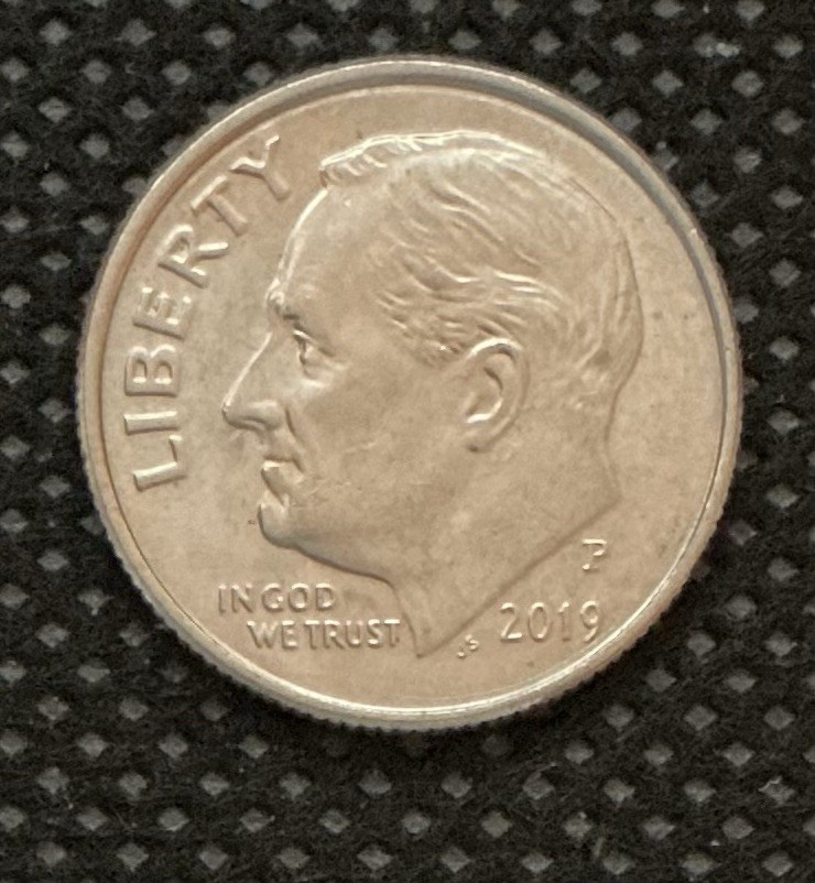 2019 Roosevelt Dime With Phenomenal Die Clashing Obverse And Reverse.