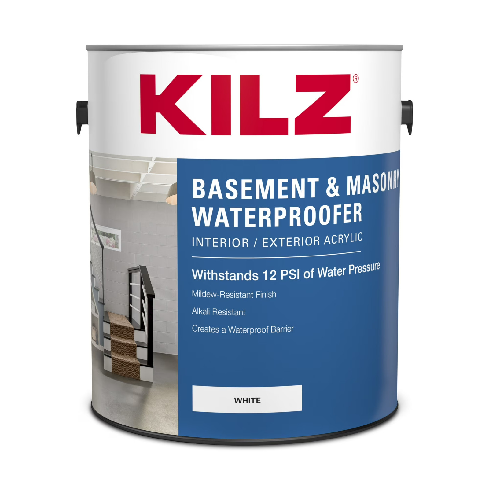 KILZ Basement & Masonry Waterproofing Interior/Exterior Paint, Flat White, 1 Gal