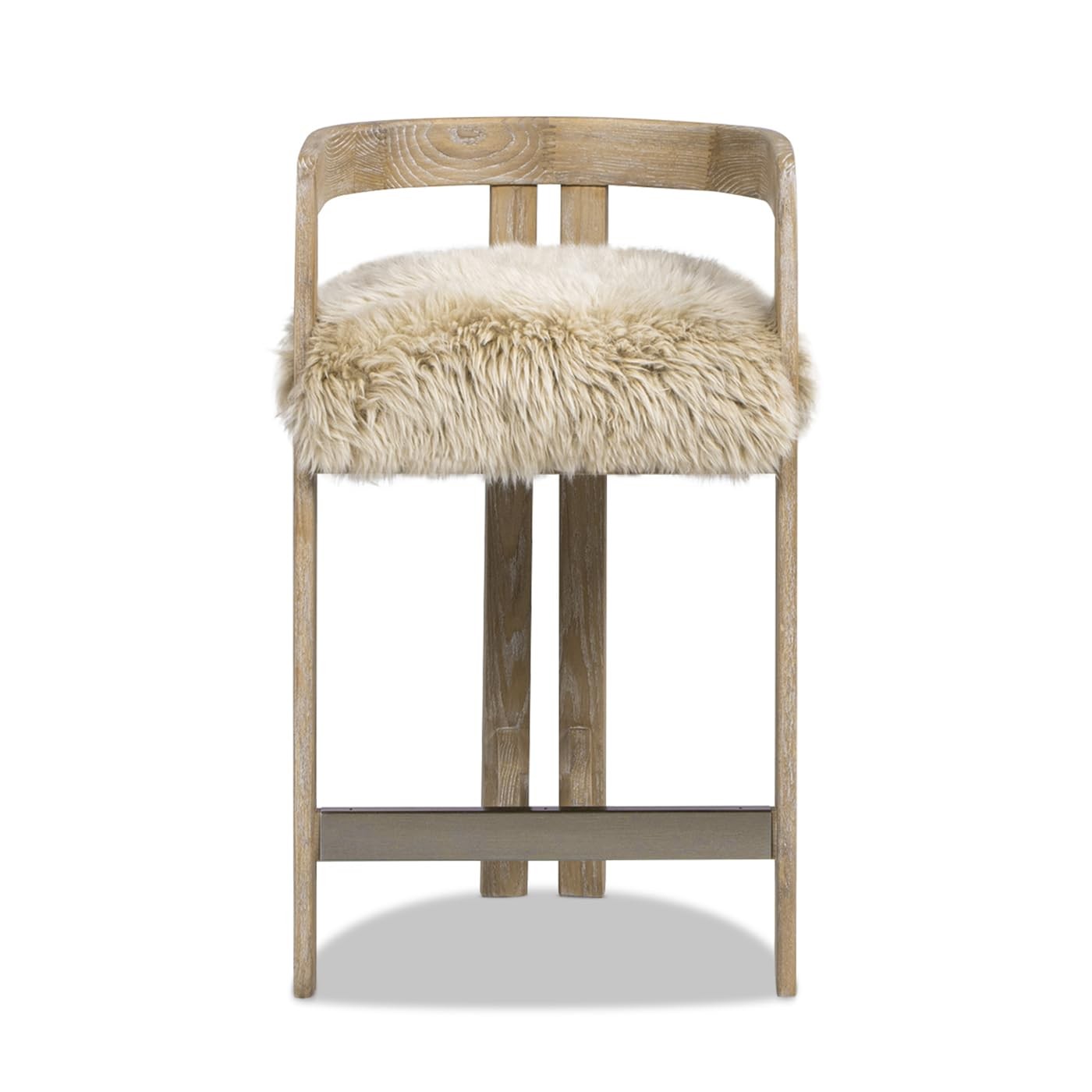 Millwick 26.5" Low Back Genuine Fur Counter Stool, Natural Blonde Genuine Fur