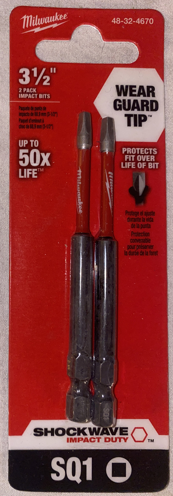 MILWAUKEE Shockwave Impact Duty 3-1/2 in. #1 Square Tip (2-Pack)