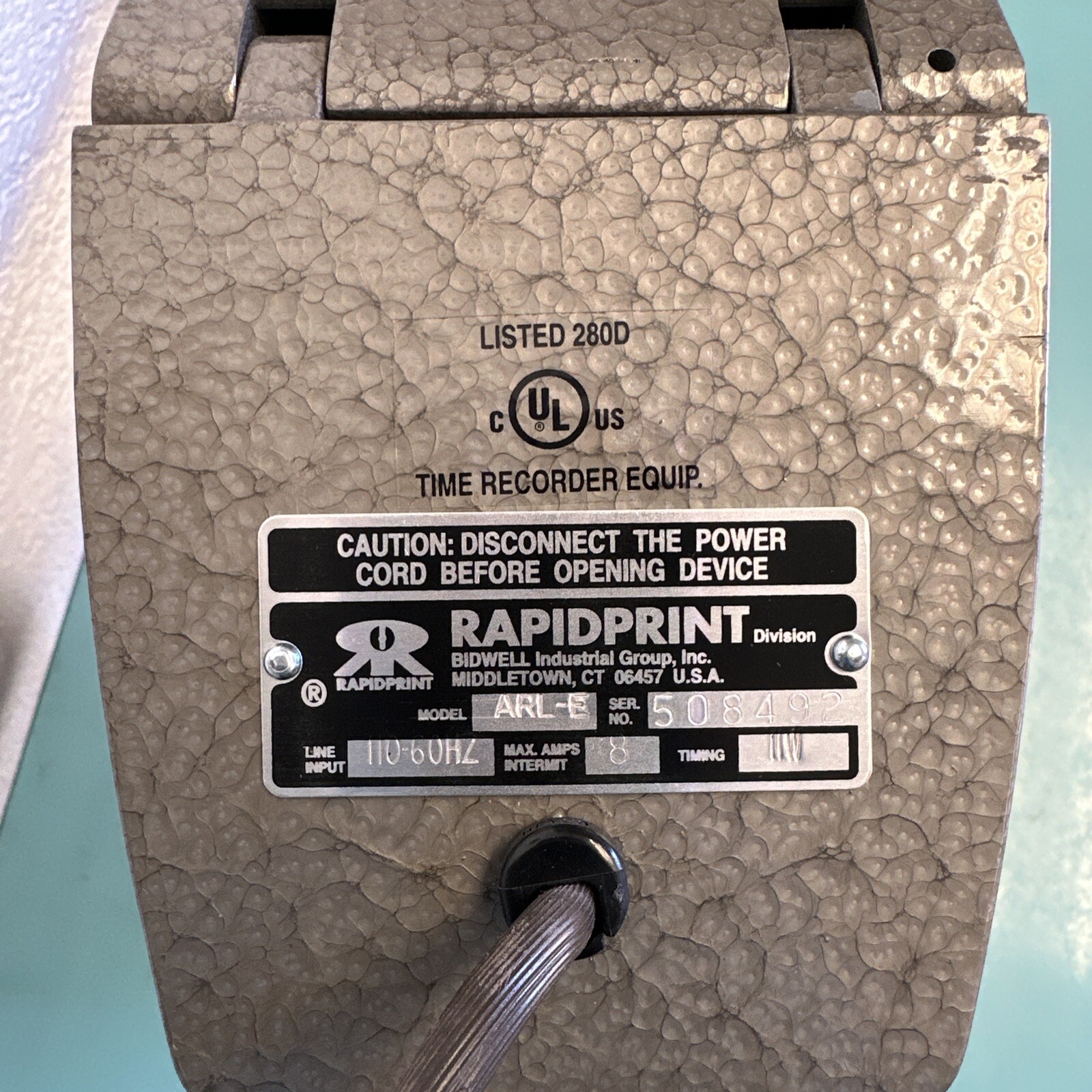 Rapidprint ARL-E Automatic Time/Date Stamp LED Clock Display-NO KEY UNTESED